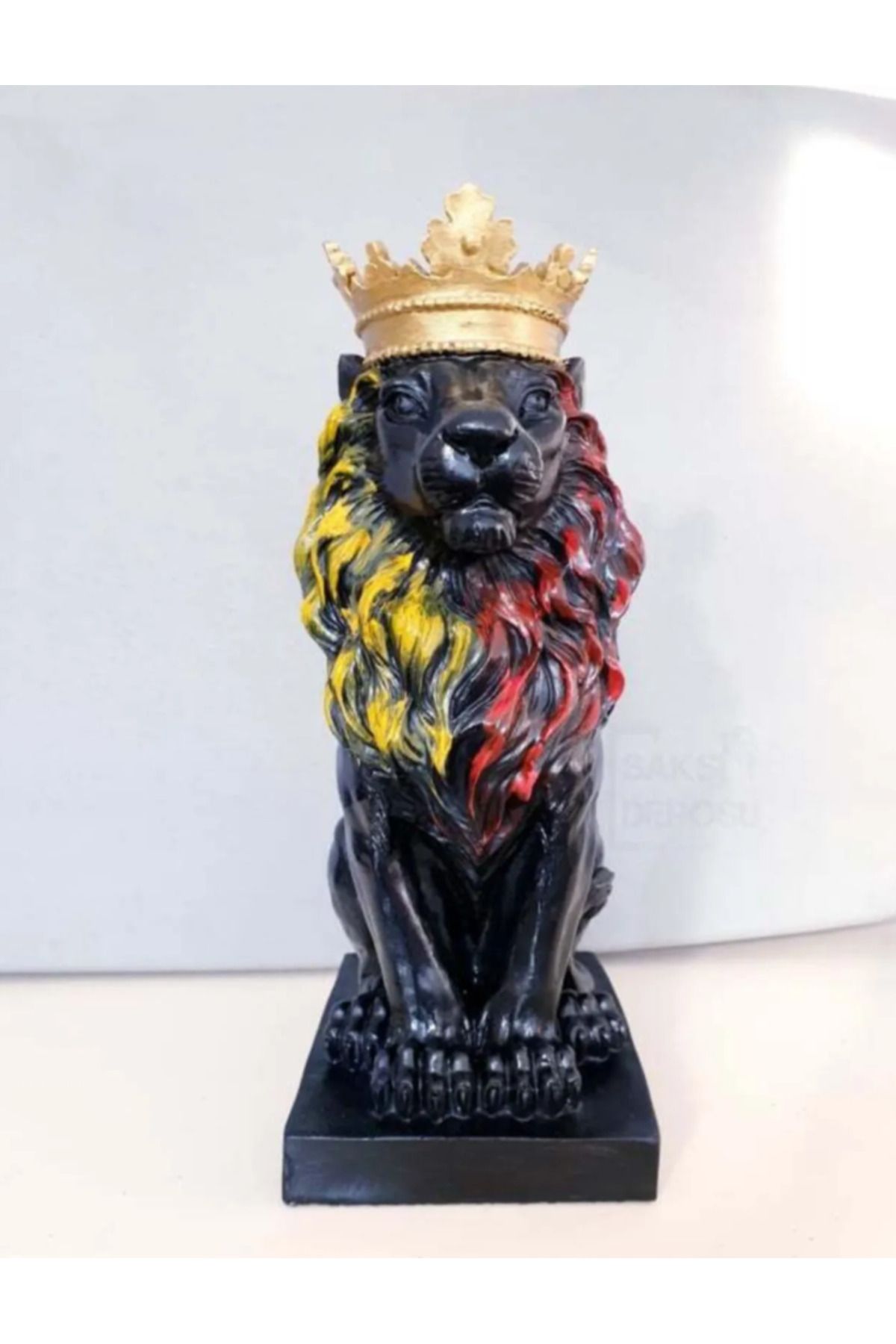 Yaratıcı sanatlar atölyesi Aslan Kral Taçlı Polyester Aslan Heykeli 35 CM