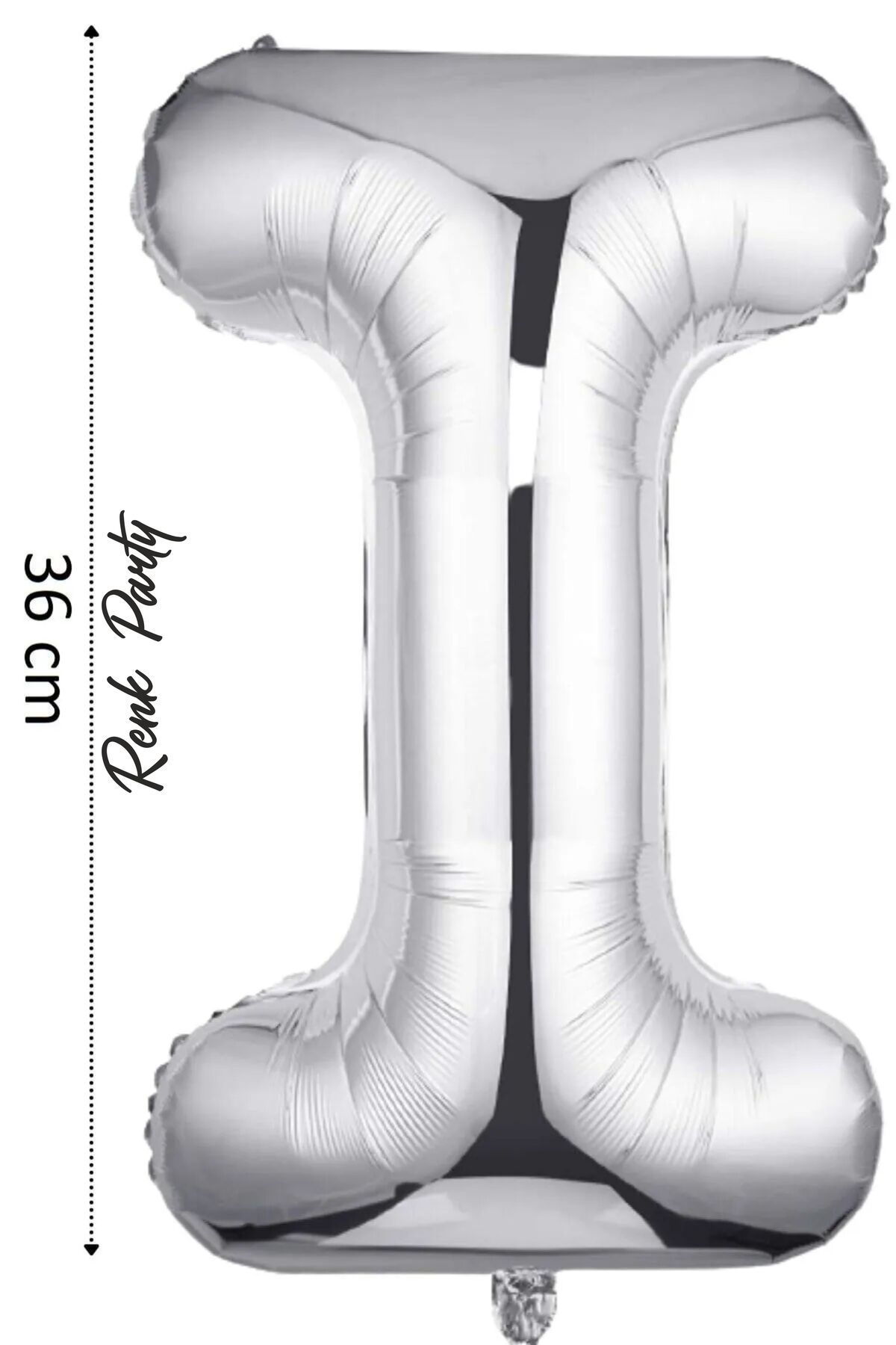renk party Folyo Balon I Harfi Helyum Balon 36 cm Gümüş Renk - I Harf Balon - Harf Folyo Balon - 16 Inch