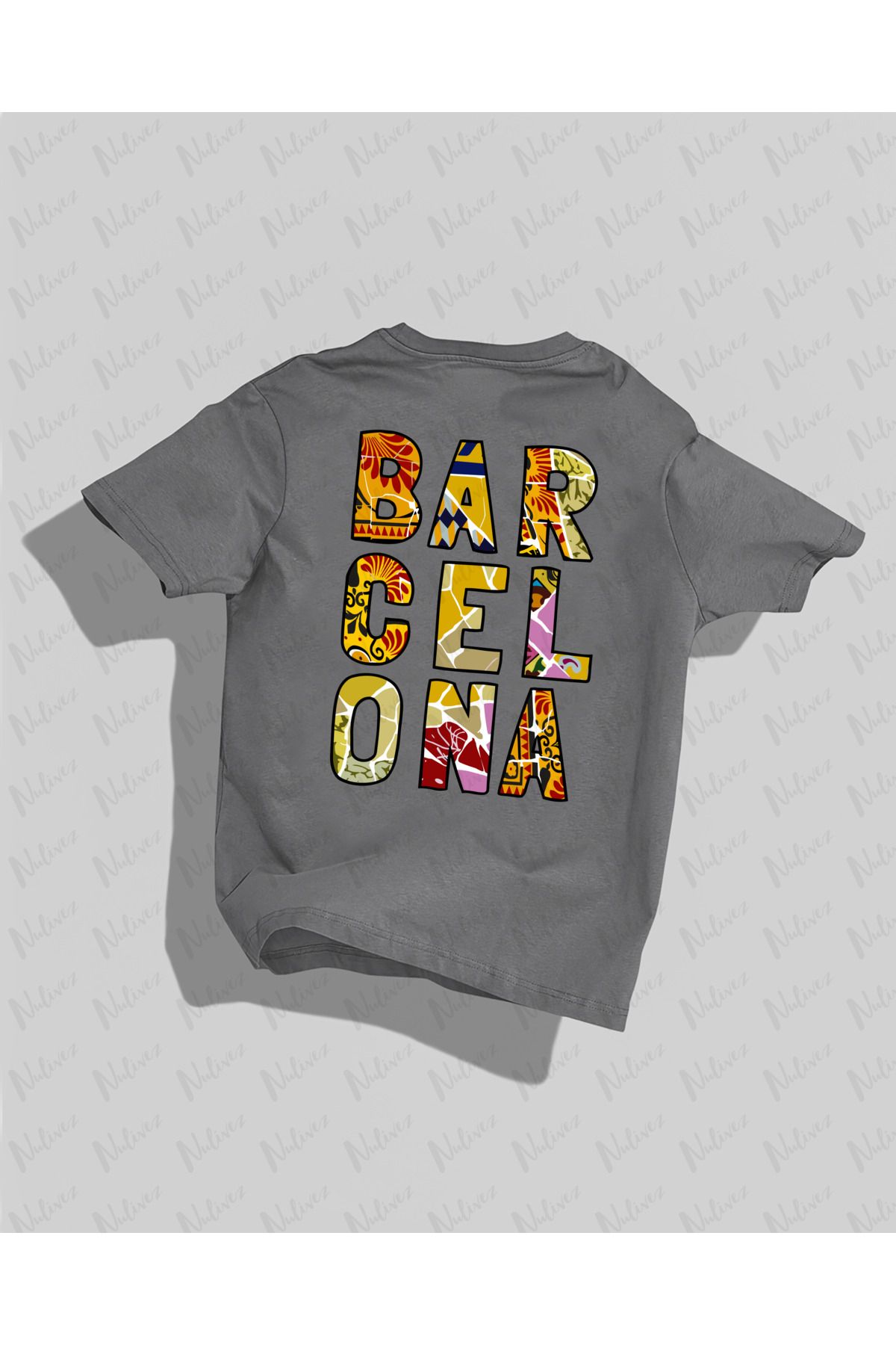 Nulivez Barcelona Tasarımı Baskılı Yüksek Kalite Kompakt Unisex Oversize T-Shirt