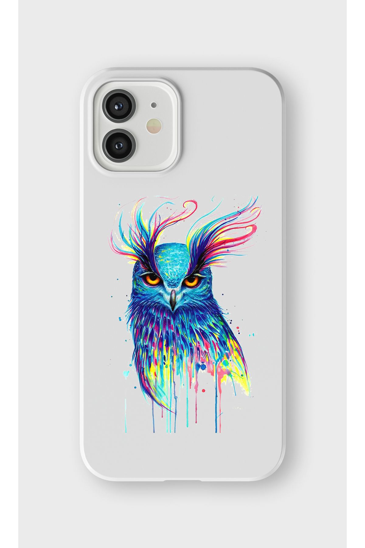 lelia iPhone 12 Uyumlu Renkli Kuş Tasarımlı İçi Kadife Lansman Beyaz Silikon Kılıf