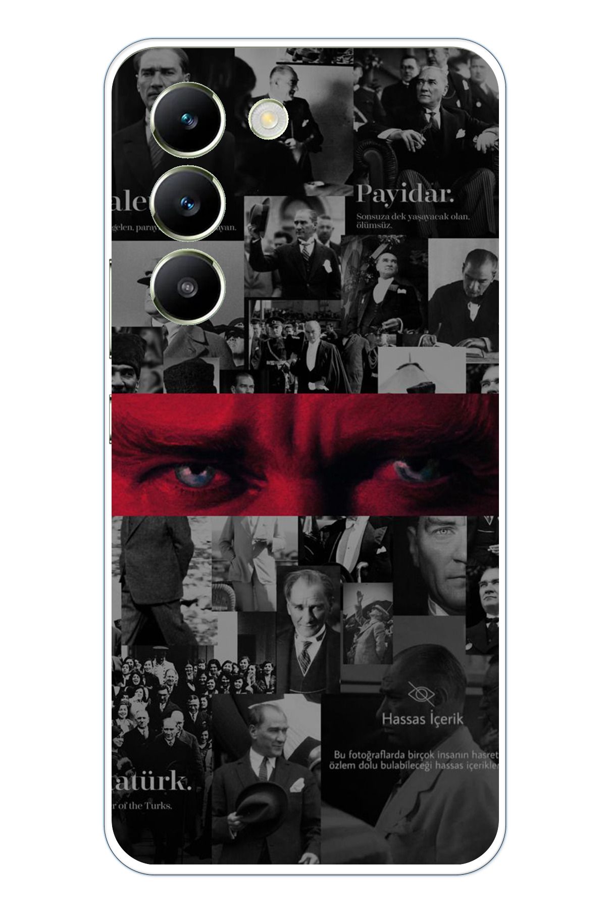 TechTree Vivo V30 Lite Uyumlu Atatürk Gözler Tasarım Şeffaf Silikon Kılıf