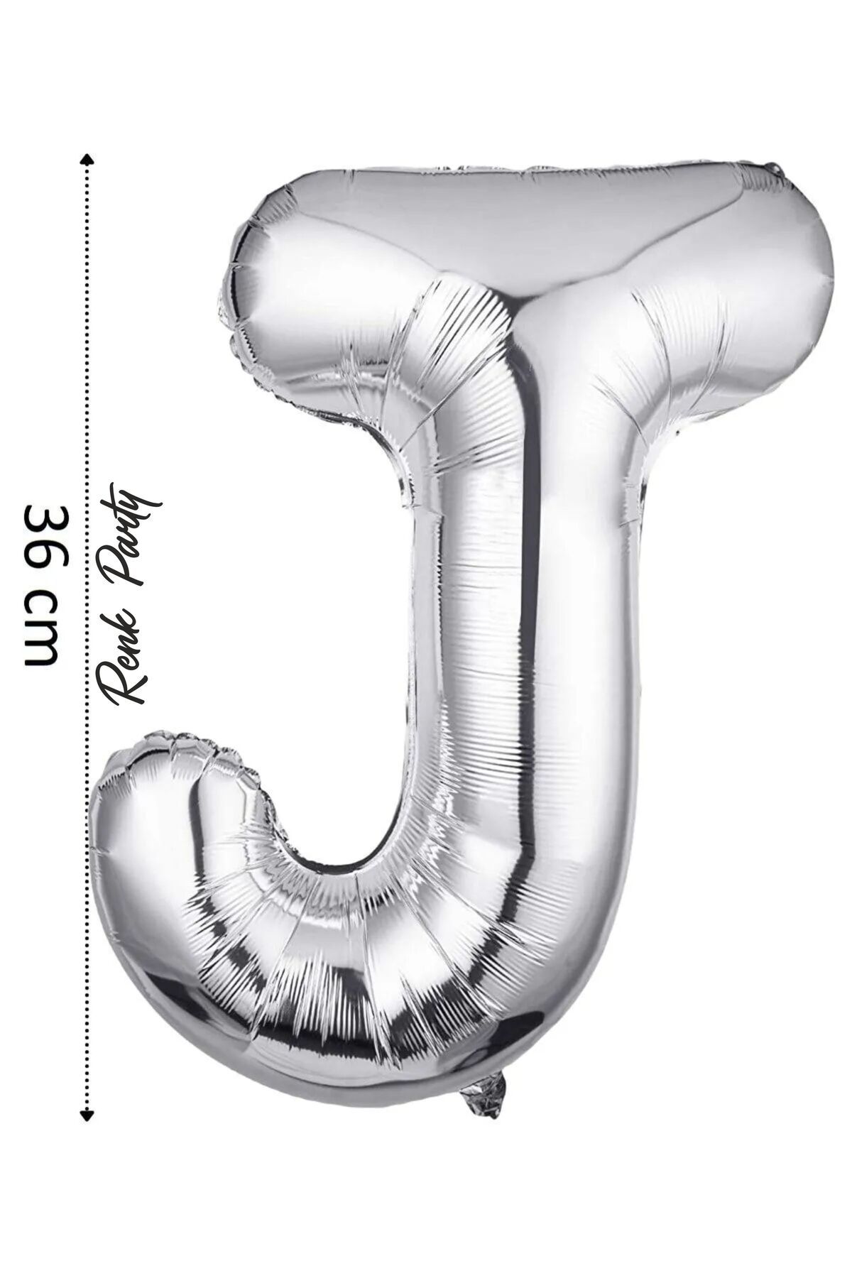renk party Folyo Balon J Harfi Helyum Balon 36 cm Gümüş Renk - J Harf Balon - Harf Folyo Balon - 16 Inch