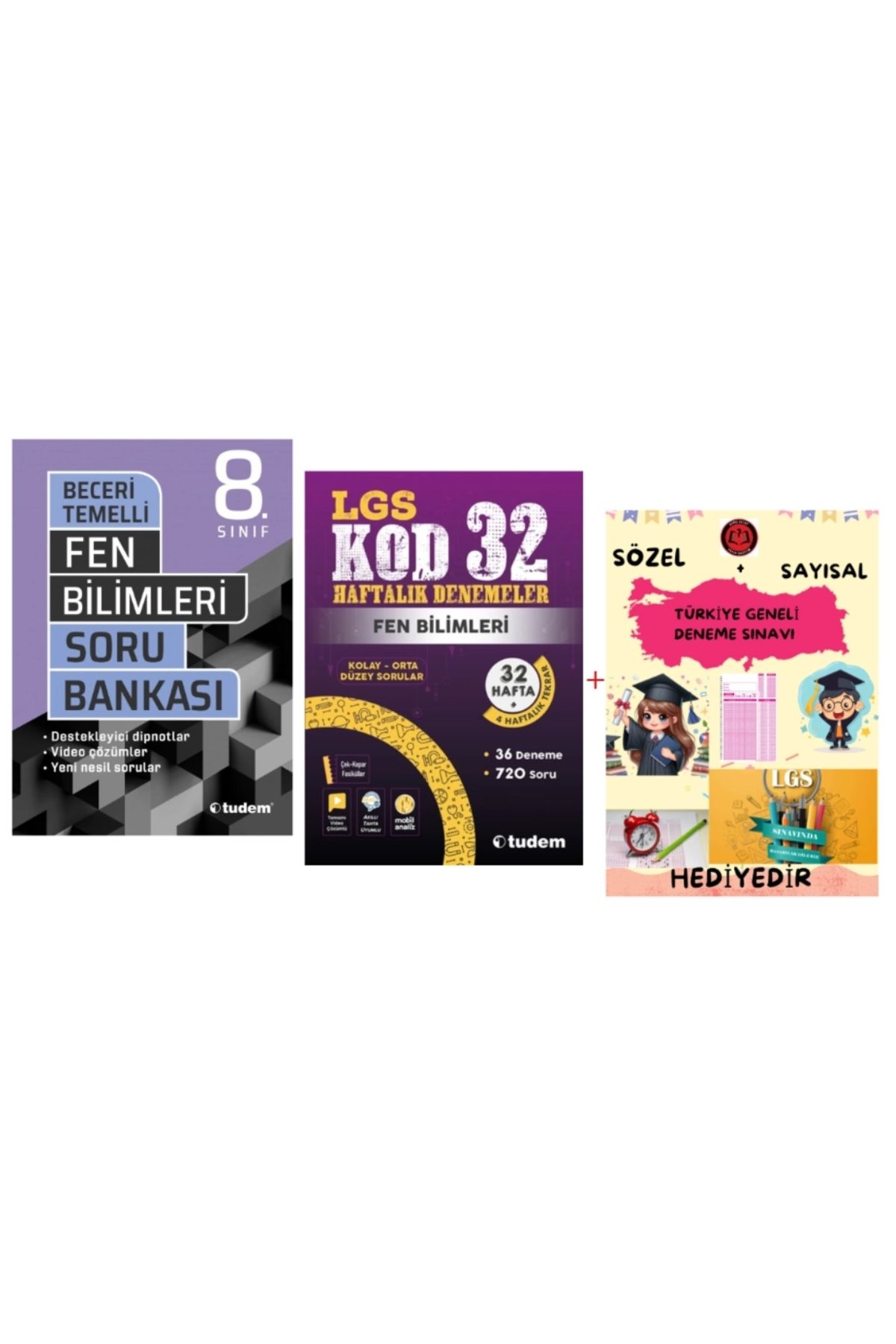 Tudem Yayınları TUDEM YAYINLARI LGS FEN BİLİMLERİ BECERİ TEMELLİ SORU BANKASI - FEN BİLİMLERİ KOD 32 HAFTALIK DENEME