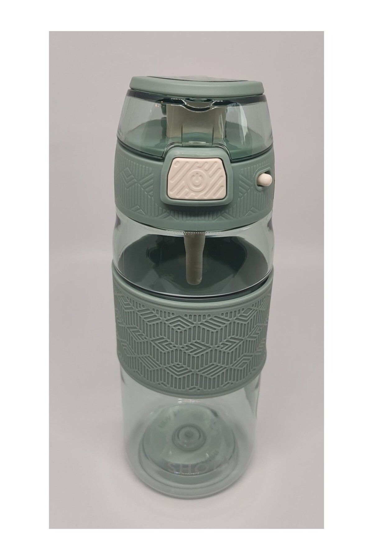 Shotay Matara (Suluk) Şeffaf Kapaklı Şeritli Tritan 600 Ml Sht-St-7202 (Karışık Renk 1 Adet)