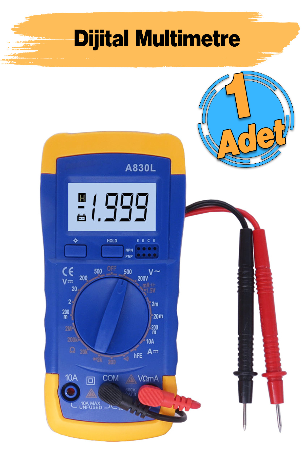 Badem10 Dijital Multimeter Pens Amper Metre Dijital Pensampermetre Voltaj Dc Alternatif Akım Ölçme Ölçüm