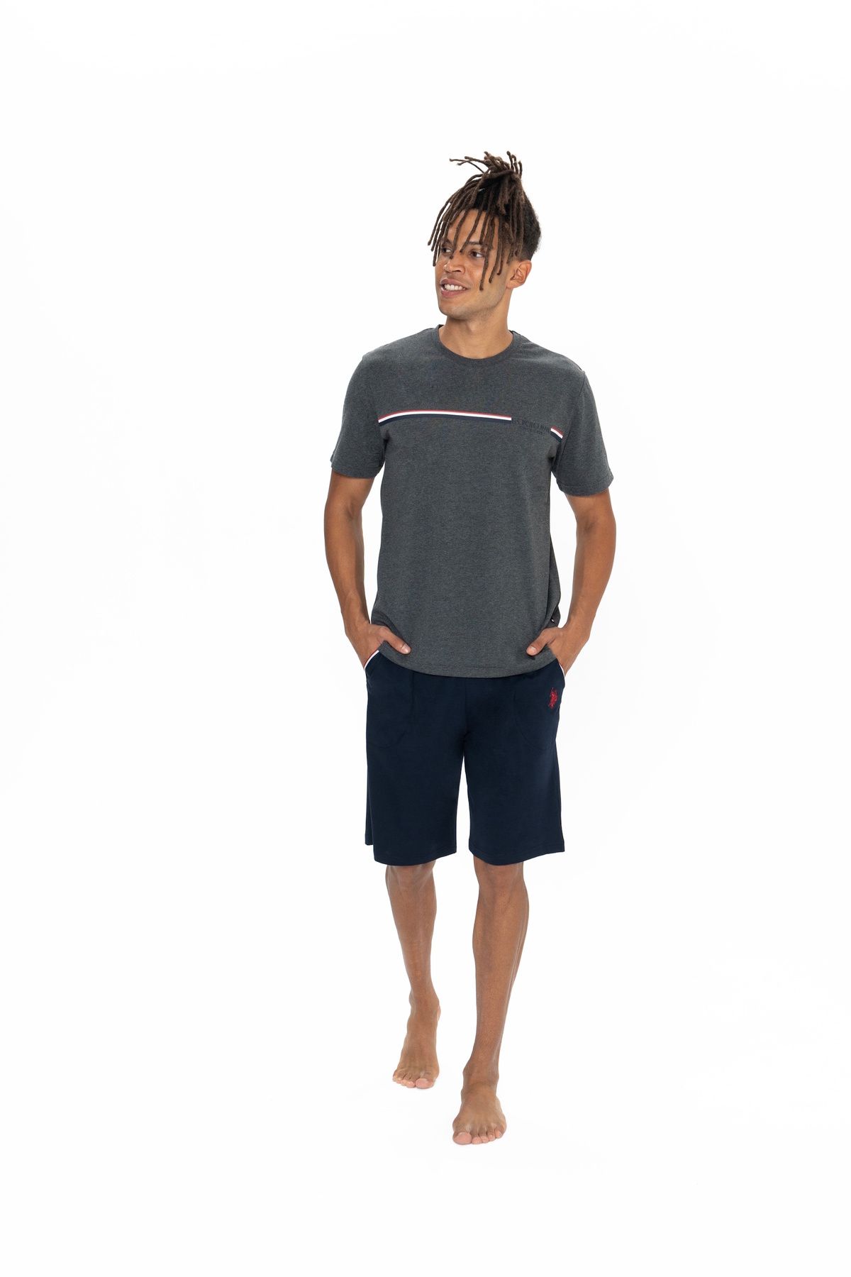 U.S. Polo Assn. U.S. Polo Assn. Erkek Antrasit Renk Bisiklet Yaka Pijama Takımı - SREIA18P86B5N
