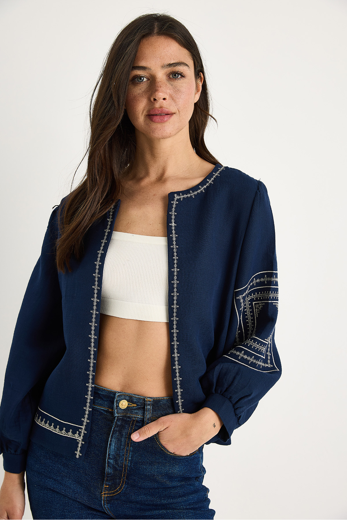 Bianco Lucci  Kadın Nakış Detaylı Yazlık Müslin Ceket G28-4907 60283341 - Görsel 3