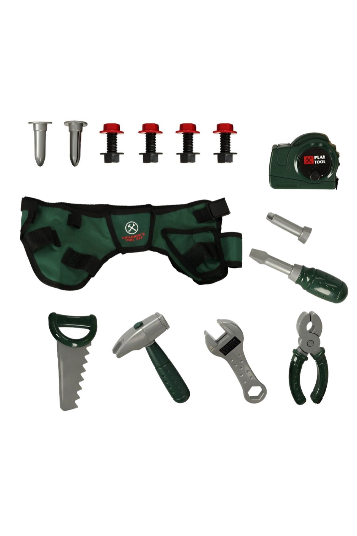 Velixo Set De Unelte De Joacă Cu Curea, Ruletă, Ferăstrău, Cheie, Ciocan, Șurubelniță, Cuie, Pentru Copii, Creativitate - One Size