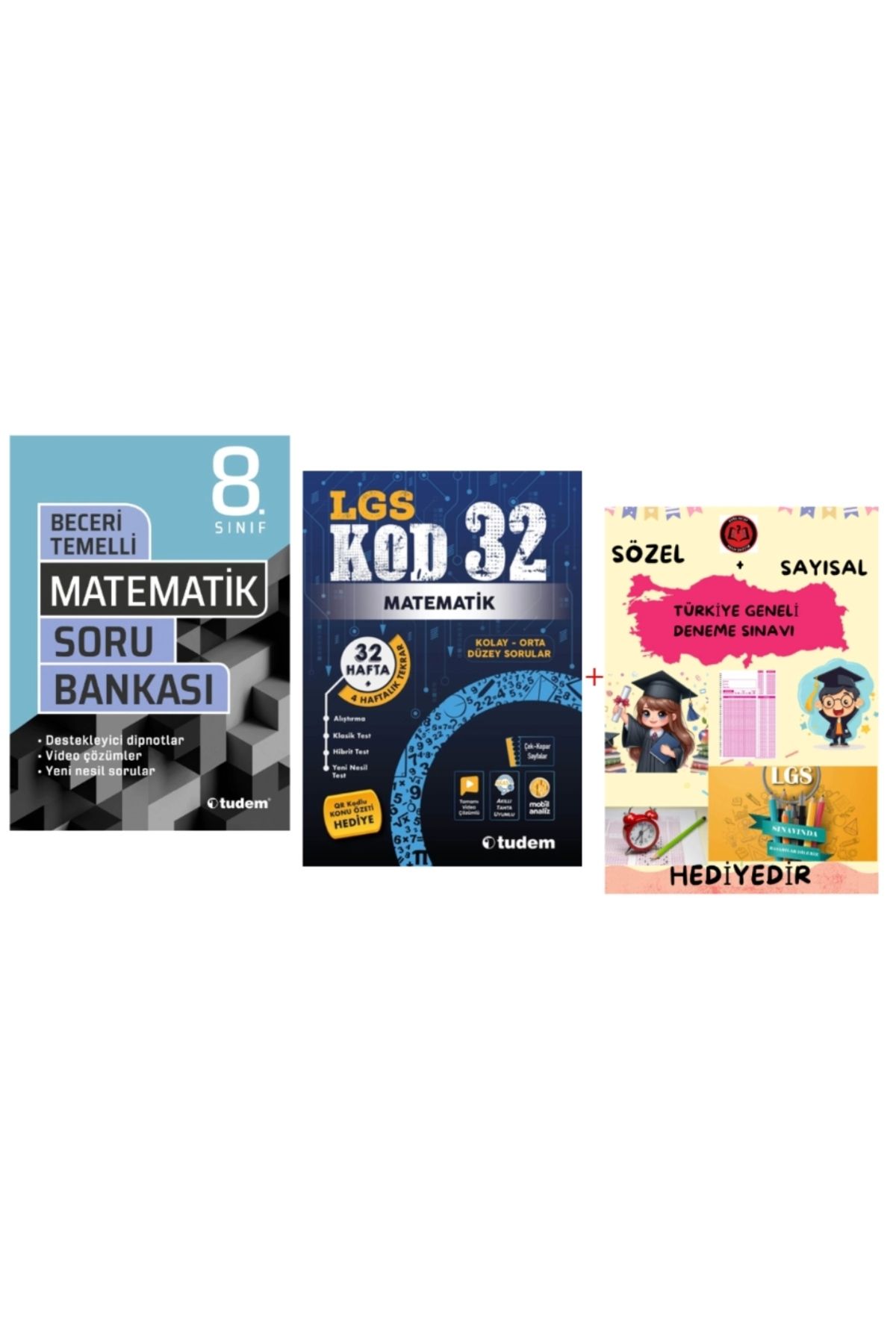 Tudem Yayınları TUDEM YAYINLARI LGS MATEMATİK BECERİ TEMELLİ SORU BANKASI - MATEMATİK KOD 32 DENEME - HEDİYE