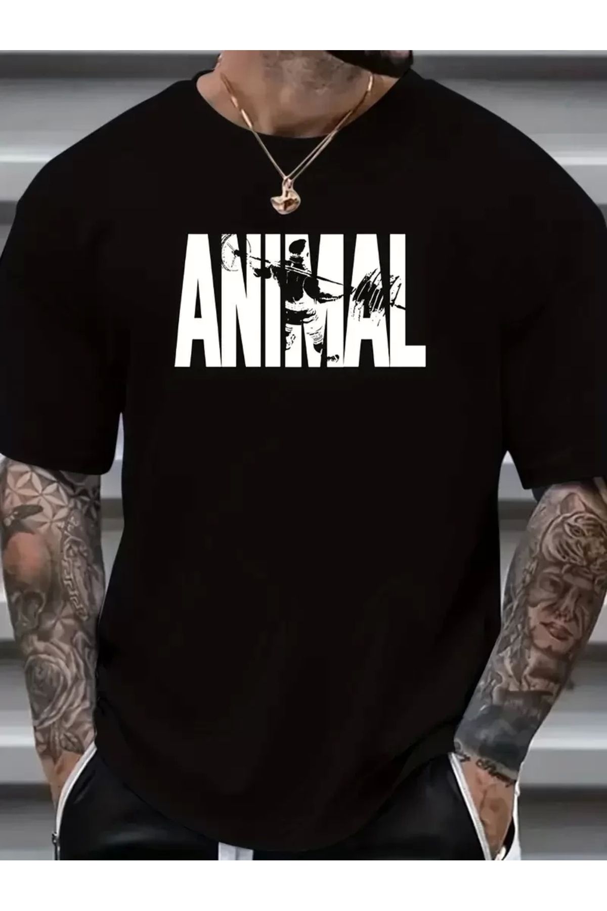 luz&pos ANIMAL Desen Baskı Erkek Oversive Tişört, Grafik Tişört Erkek Yazlık Outdoor Kıyafetleri, Sporda ve