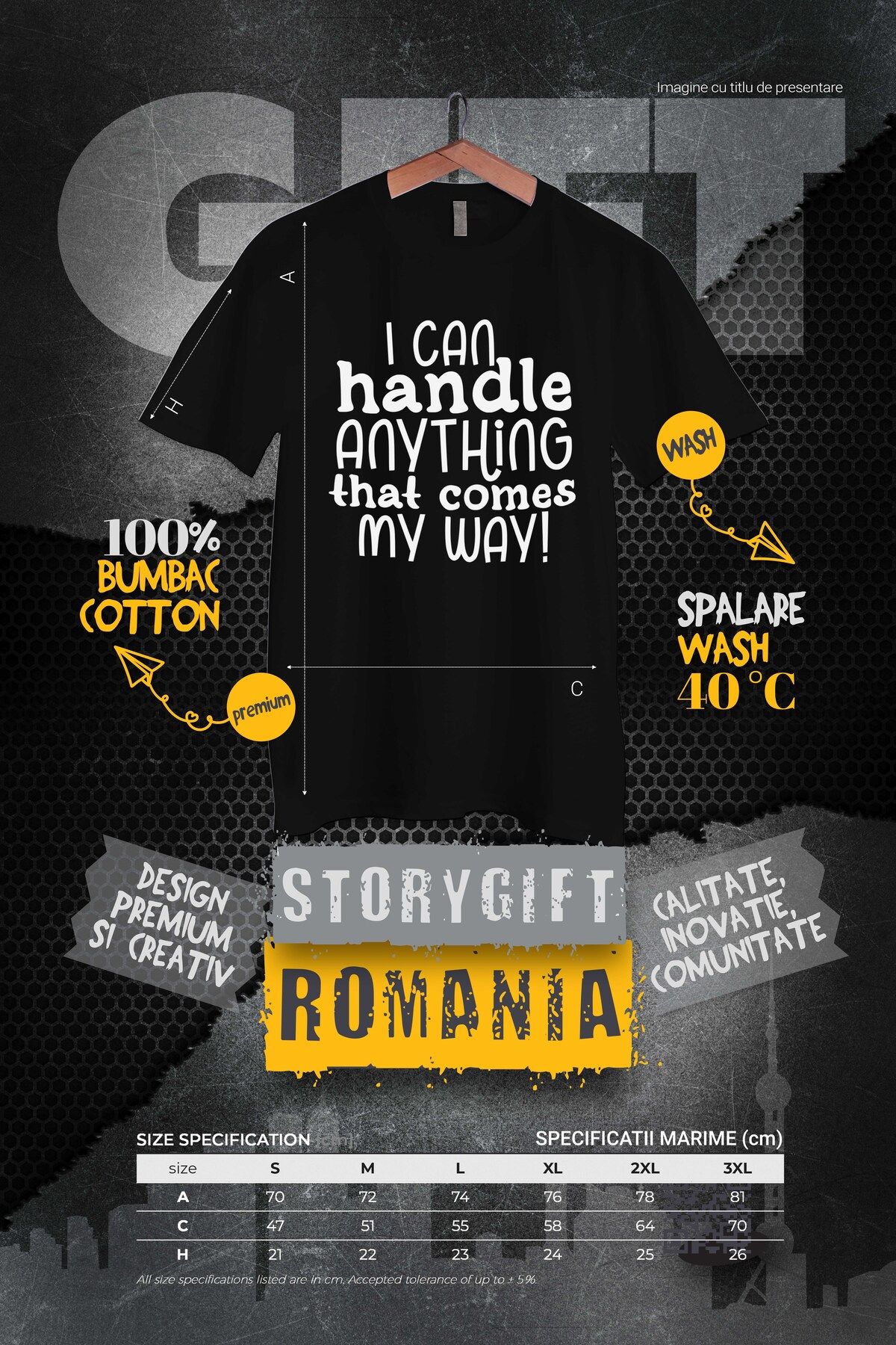 StoryGift Romania-Tricou bărbătesc cu mesajul „Pot face față oricărui lucru care îmi iese în cale” - Stg Problem Solving 3