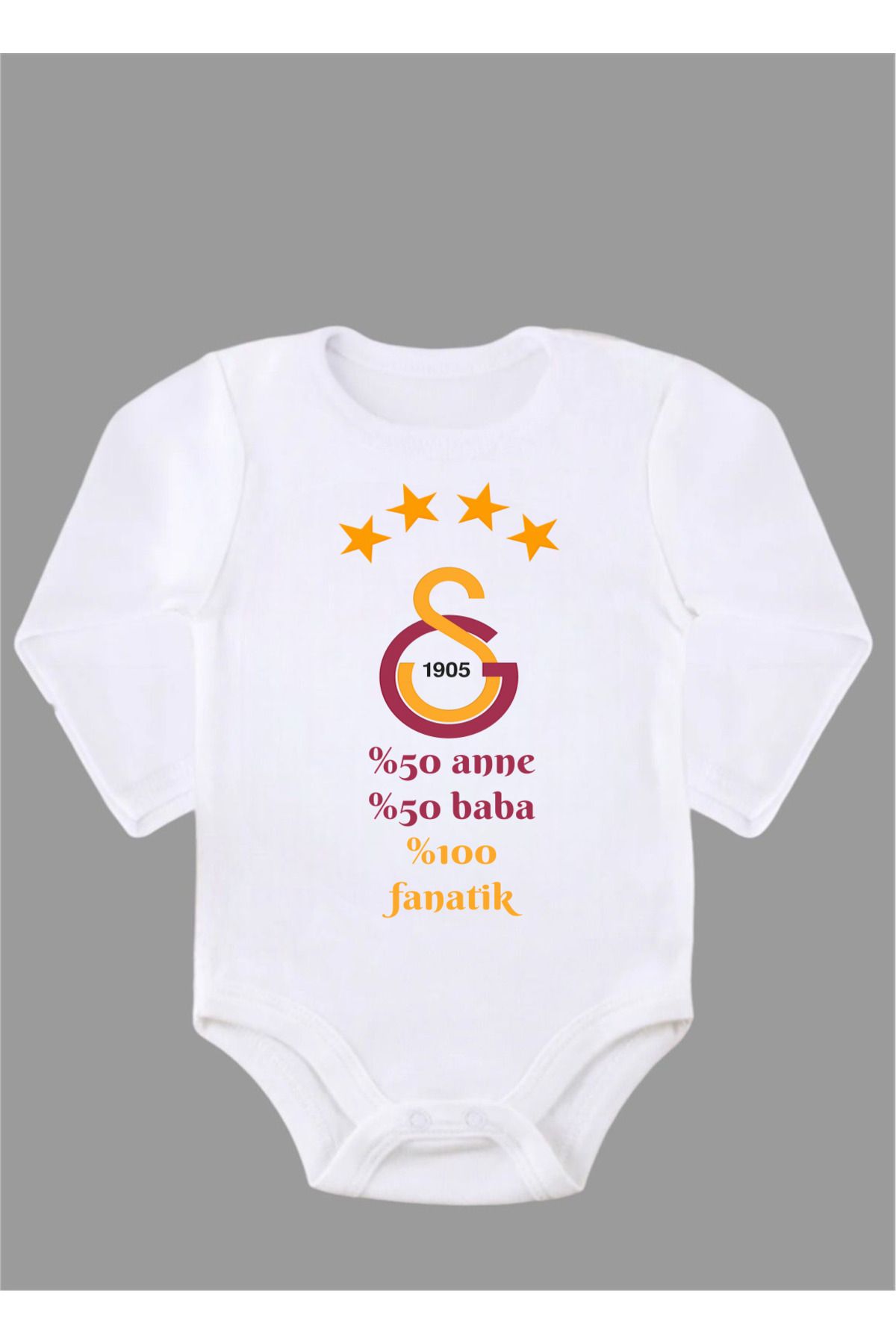 Outdoor One Organik %100 Pamuk %50 Anne %50 Baba Sarı Kırmzı Bebek Body Badi Çıtçıtlı Zıbın Uzun kollu