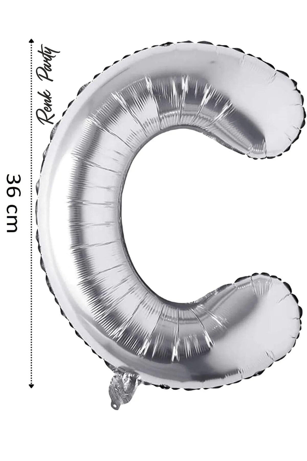 renk party Folyo Balon C Harfi Helyum Balon 36 cm Gümüş Renk - C Harf Balon - Harf Folyo Balon - 16 Inch