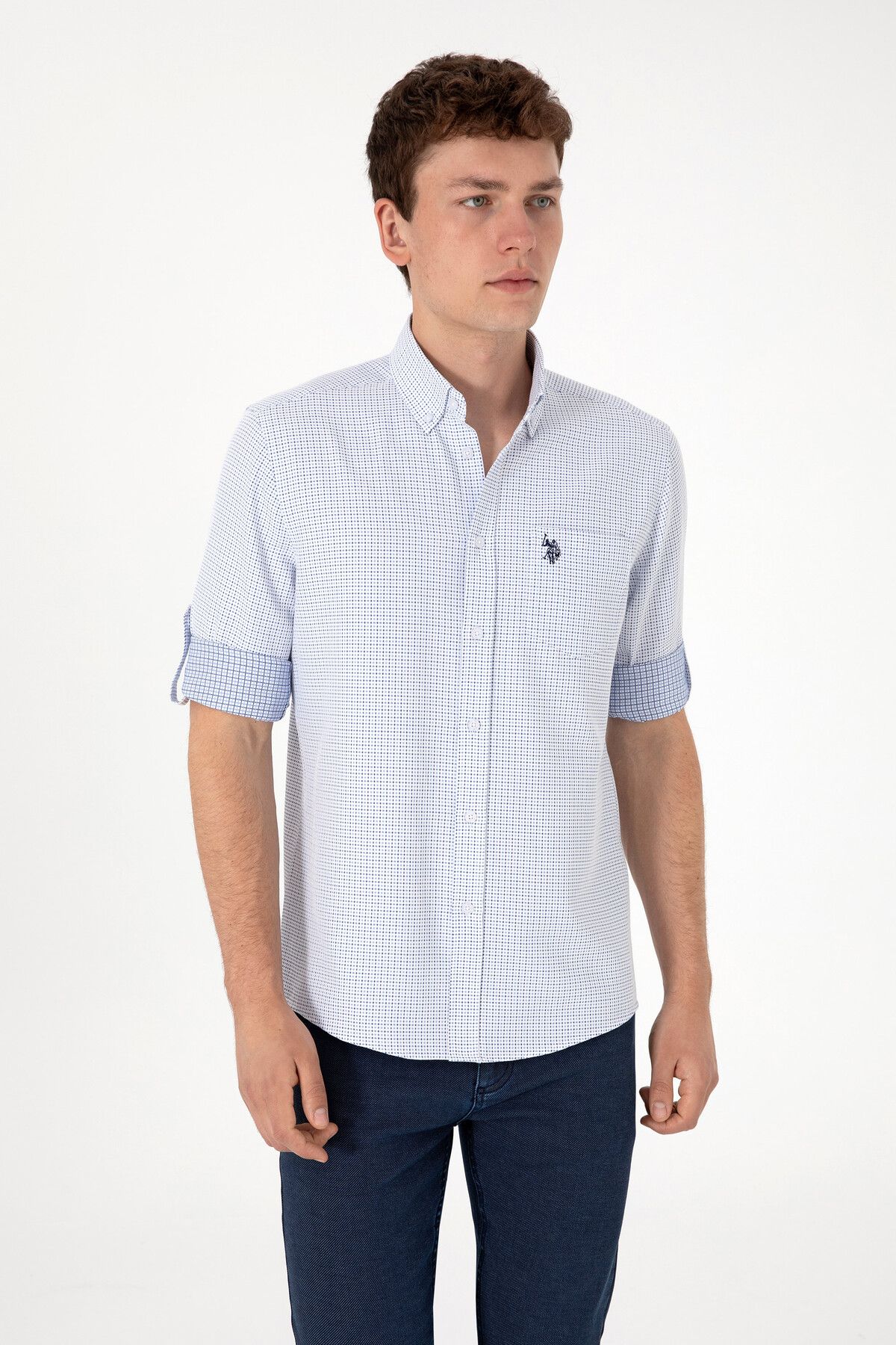 U.S. Polo Assn. Erkek Mavi Uzun Kollu Gömlek 50306363-VR036
