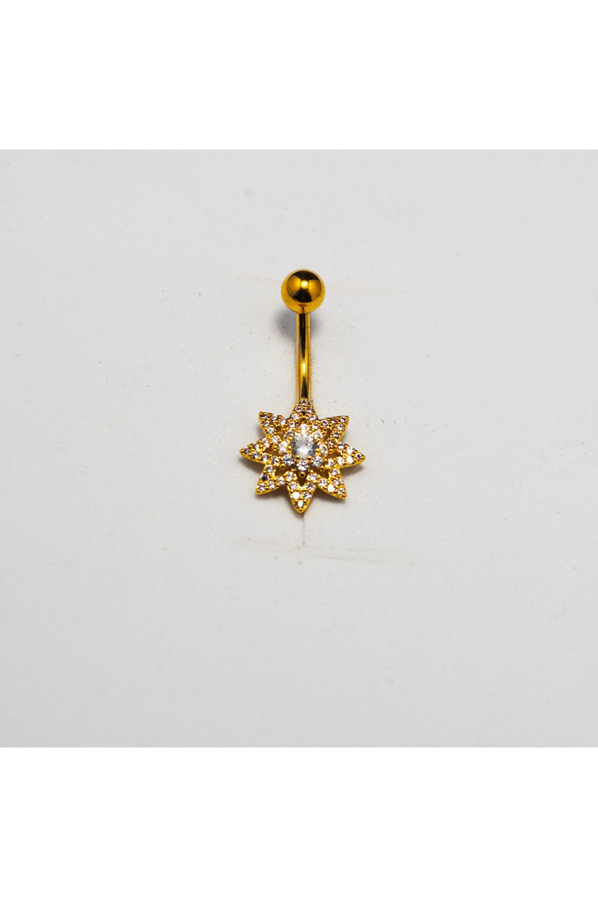 Piercing by Sever YILDIZ MODEL CERRAHİ ÇELİK GÖBEK BELLY PIERCING… ALTIN/GOLD RENKLİ ve ŞEFFAF TAŞLI.