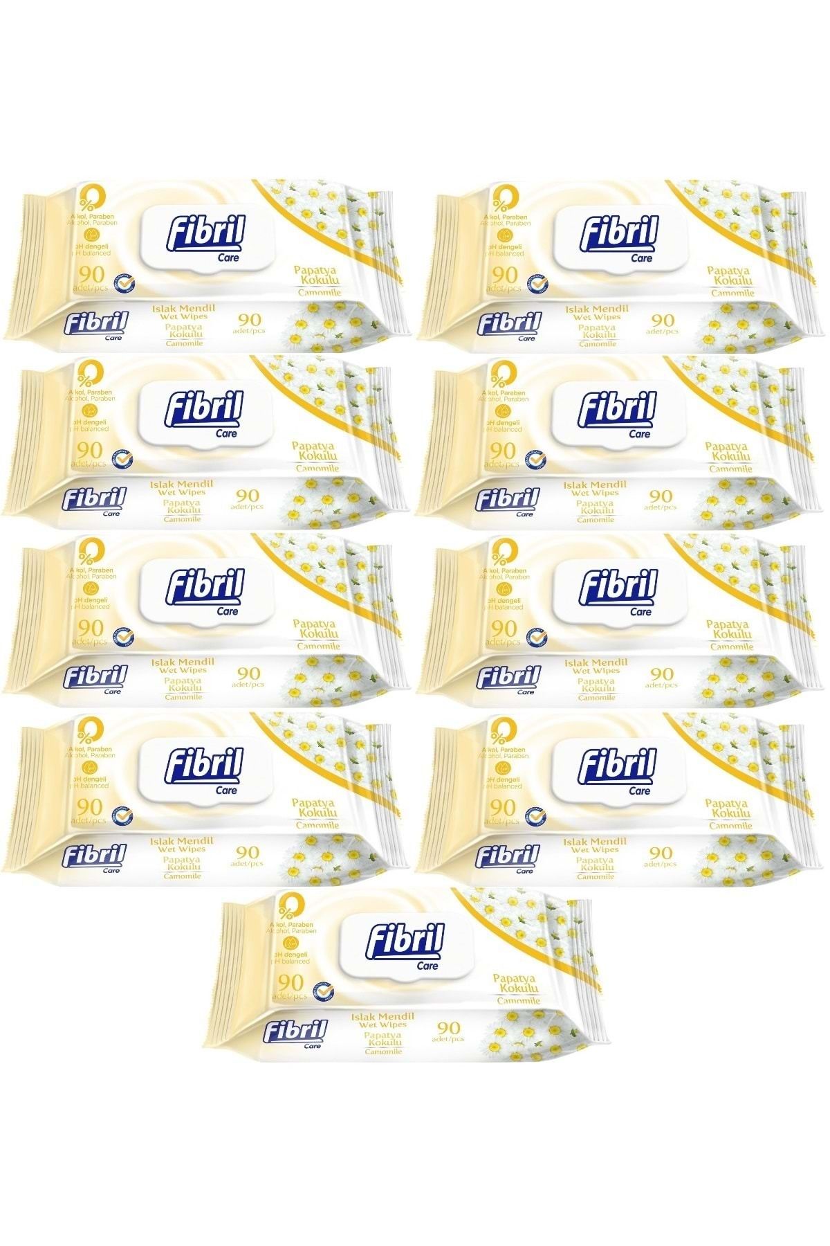 Fibril Islak Havlu Mendil 90 Yaprak Papatya Plastik Kapaklı (9 LU SET) 810 Yaprak