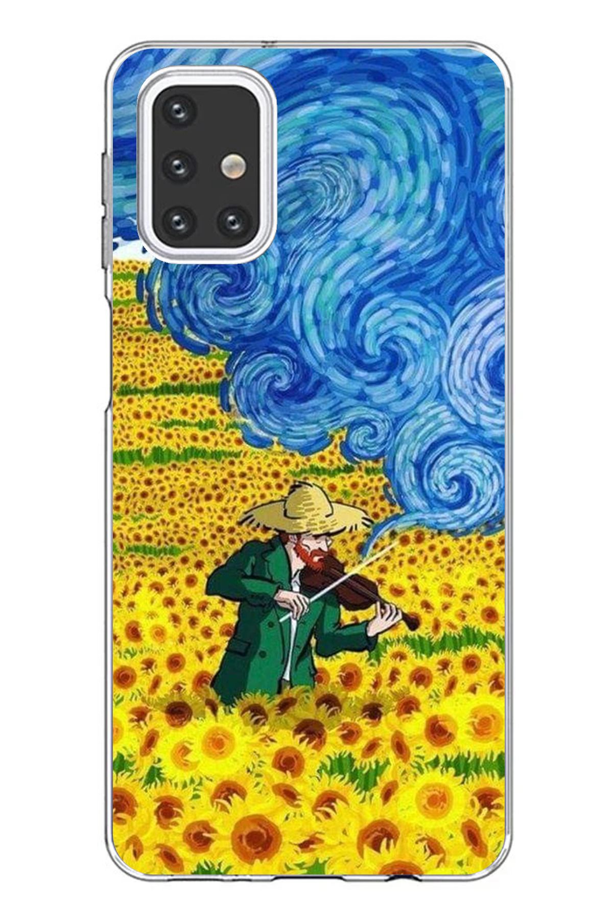 TechTree Samsung Galaxy M31S Uyumlu Van Gogh Keman Şeffaf Silikon Kılıf