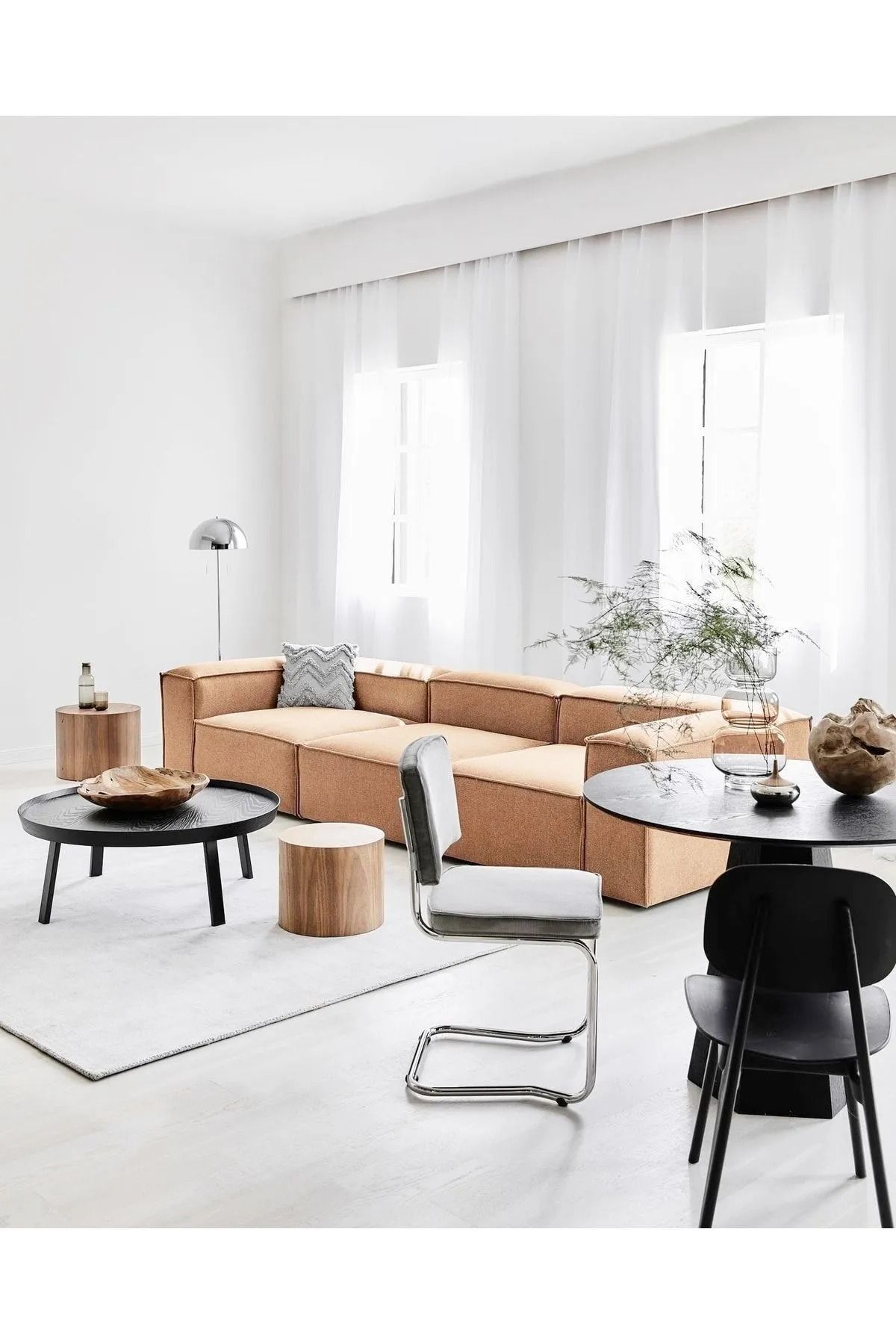 Salonev Salon Ev Soft Köşe Koltuk Takımı 3 Modül Koyu Antrasit Keten Kumaş Işbir Sünger(dairenize Teslim)