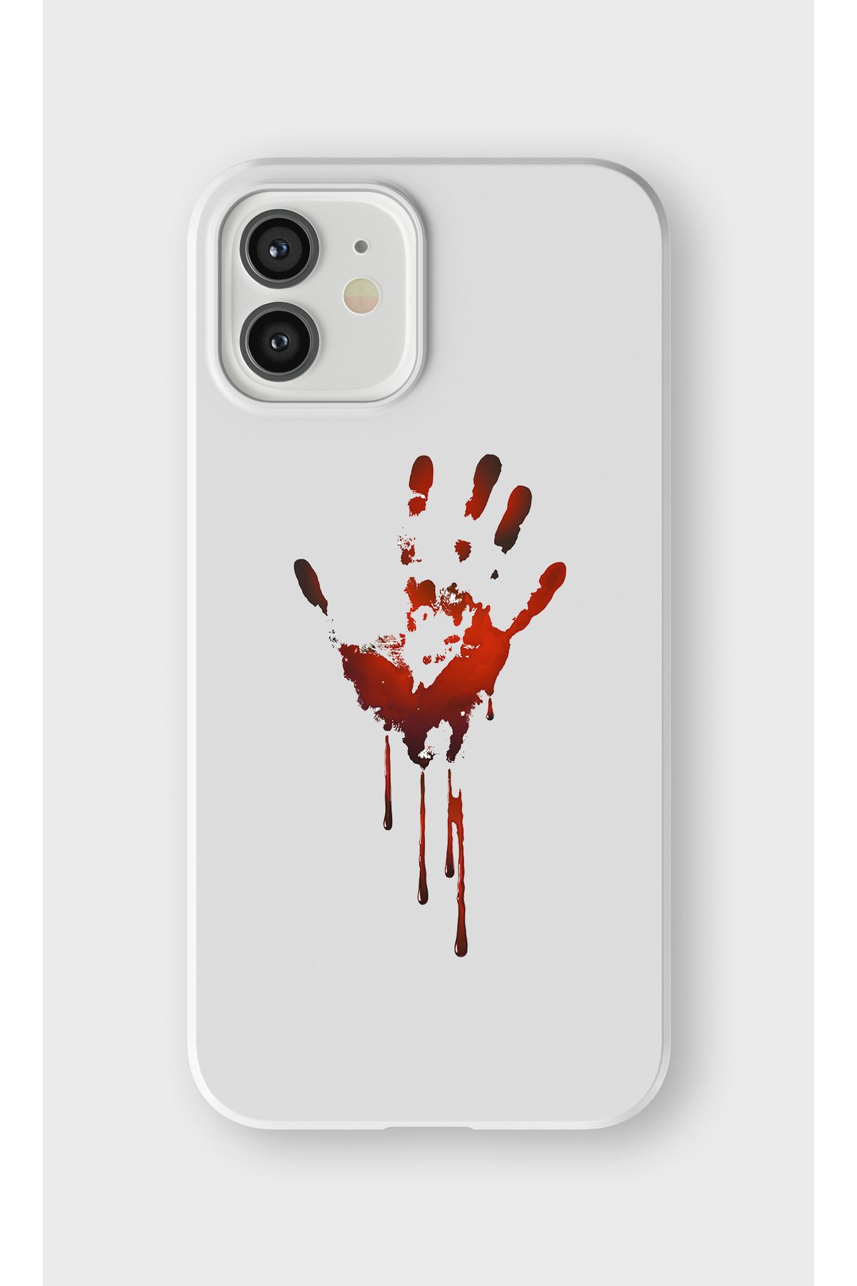 lelia iPhone 12 Uyumlu Kanlı El Tasarımlı İçi Kadife Lansman Beyaz Silikon Kılıf