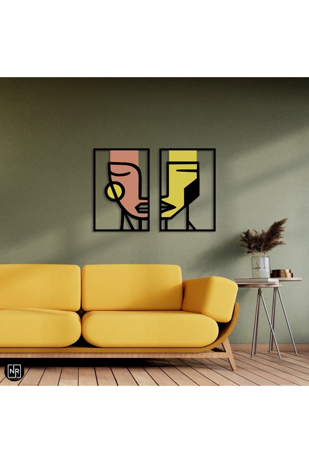 NR Dizayn Yüz Yüze | Modern Soyut Metal Duvar Tablosu – Minimalist Dekoratif Sanat