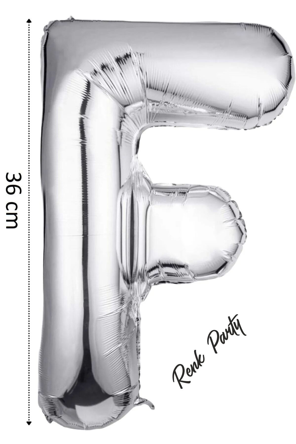 renk party Folyo Balon F Harfi Helyum Balon 36 cm Gümüş Renk - F Harf Balon - Harf Folyo Balon - 16 Inch