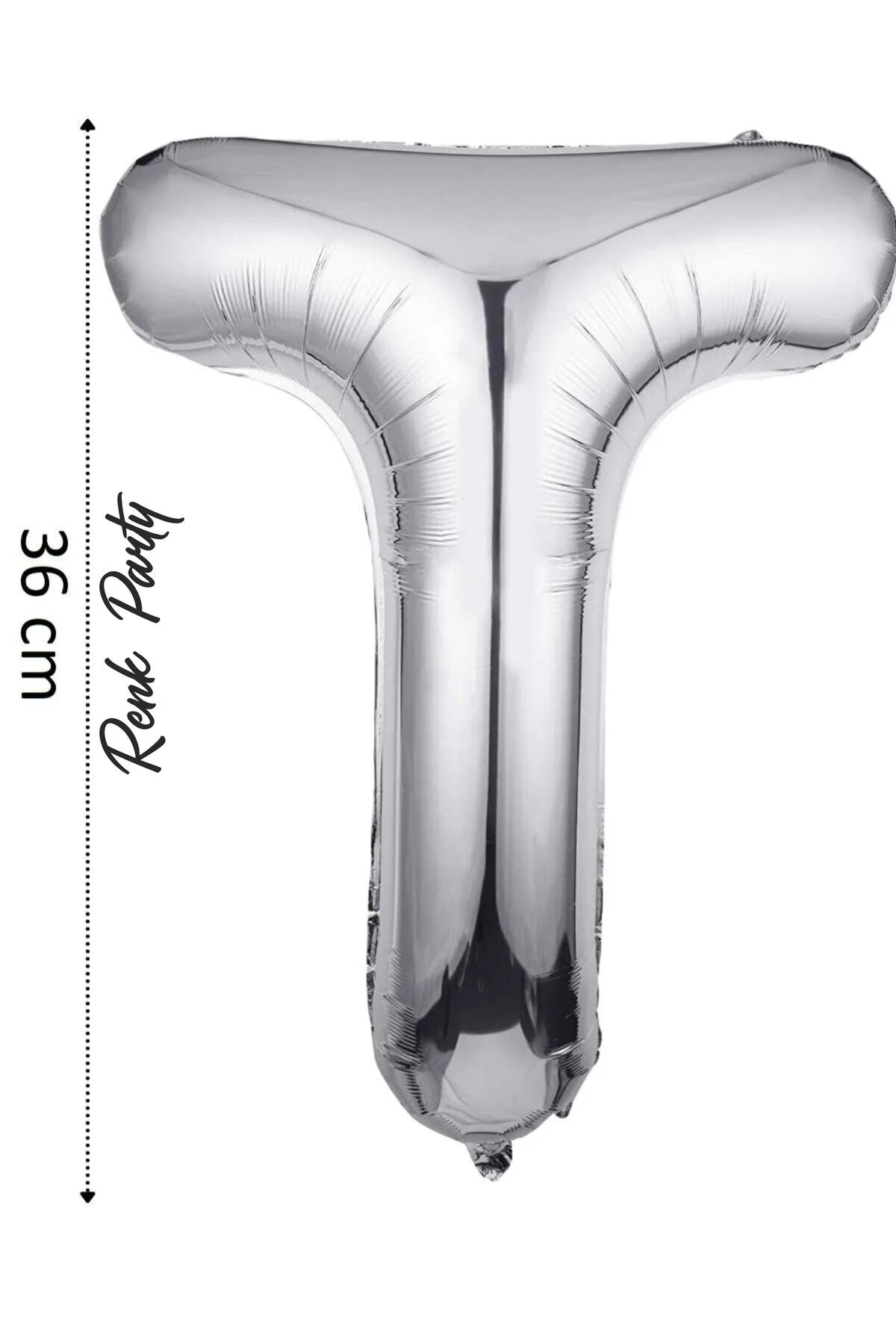 renk party Folyo Balon T Harfi Helyum Balon 36 cm Gümüş Renk - T Harf Balon - Harf Folyo Balon - 16 Inch