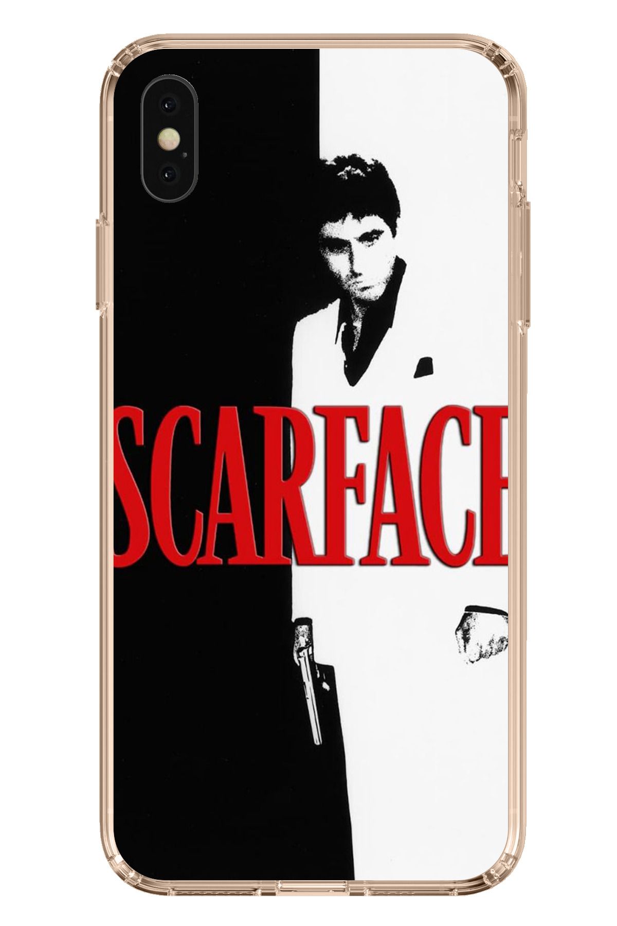 TechTree iPhone XS MAX Uyumlu Scarface Kapak Tasarımlı Şeffaf Silikon Kılıf