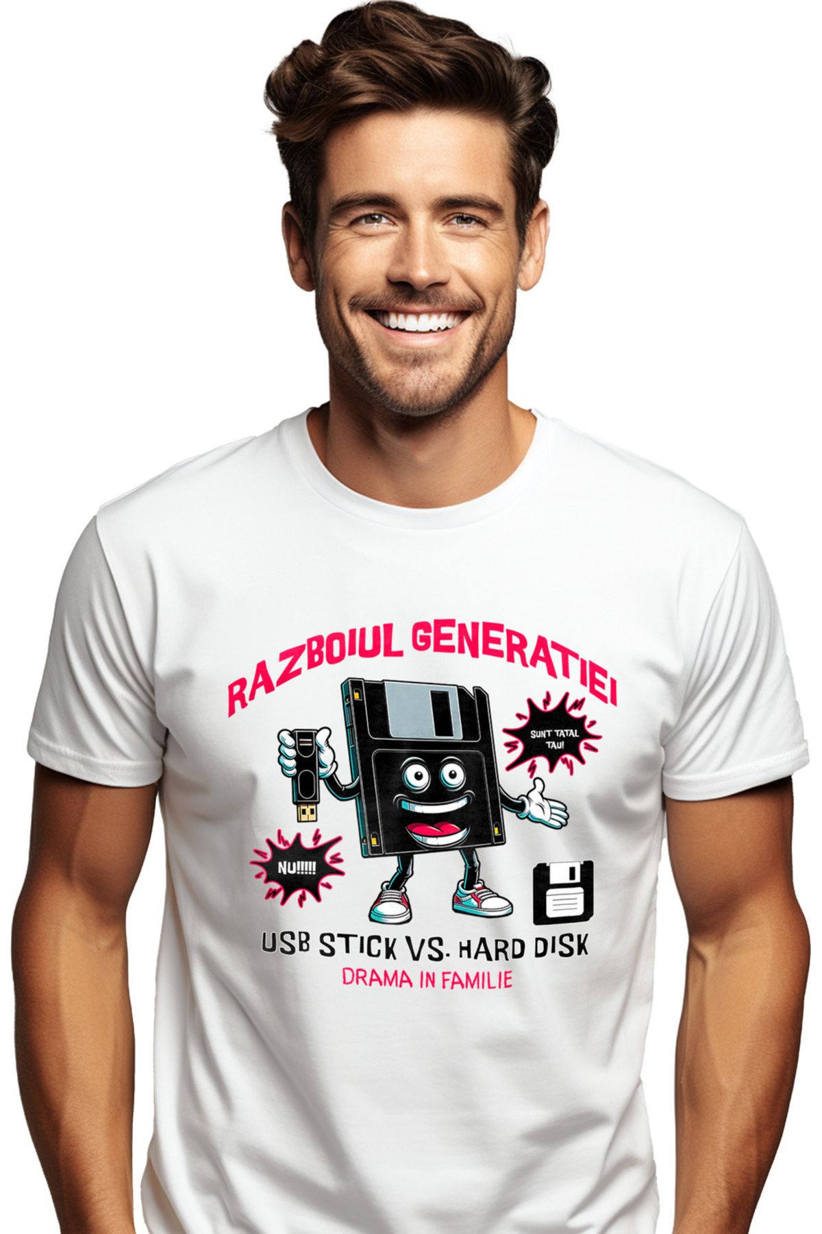 StoryGift Romania Tricou Barbati Razboiul Generatiei Drama In Familie Date Cu Imprimeu Pe Fata, 100% Bumbac, Stg Masculin - M