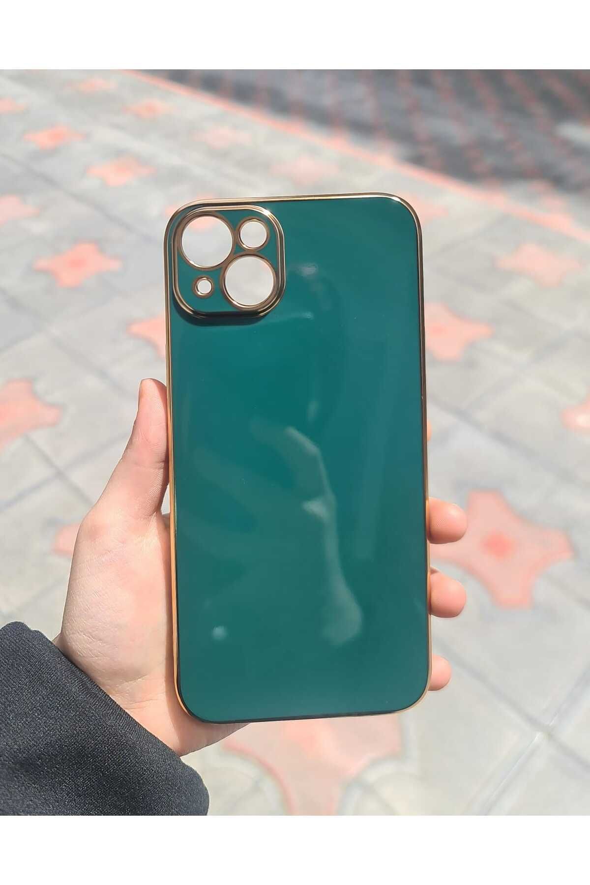 CEP-HANE Apple iPhone 14 Plus Kamera Koruyuculu Gold Lazer Detaylı Telefon Kılıfı