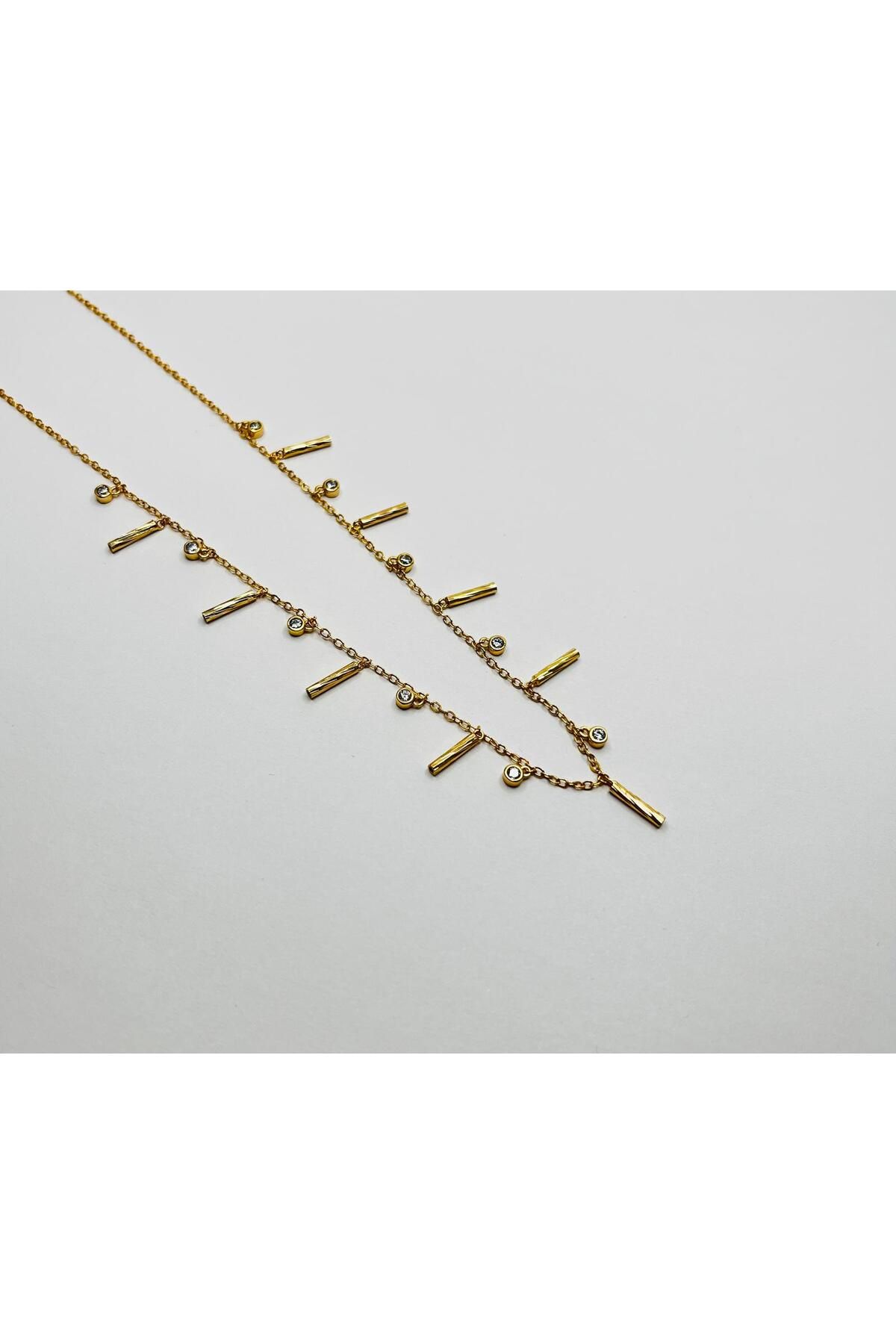ASİN ACCESSORİES Zirkon Taşlı Çubuk Sallantı Kolye - Xuping Kolye