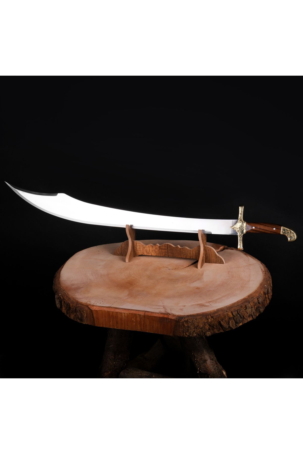 kösemehmet Simbat Model - 90 CM – El Yapımı, Paslanmaz Çelik, Özel İşlemeli Sap, Kadife Kutulu, Koleksiyonluk