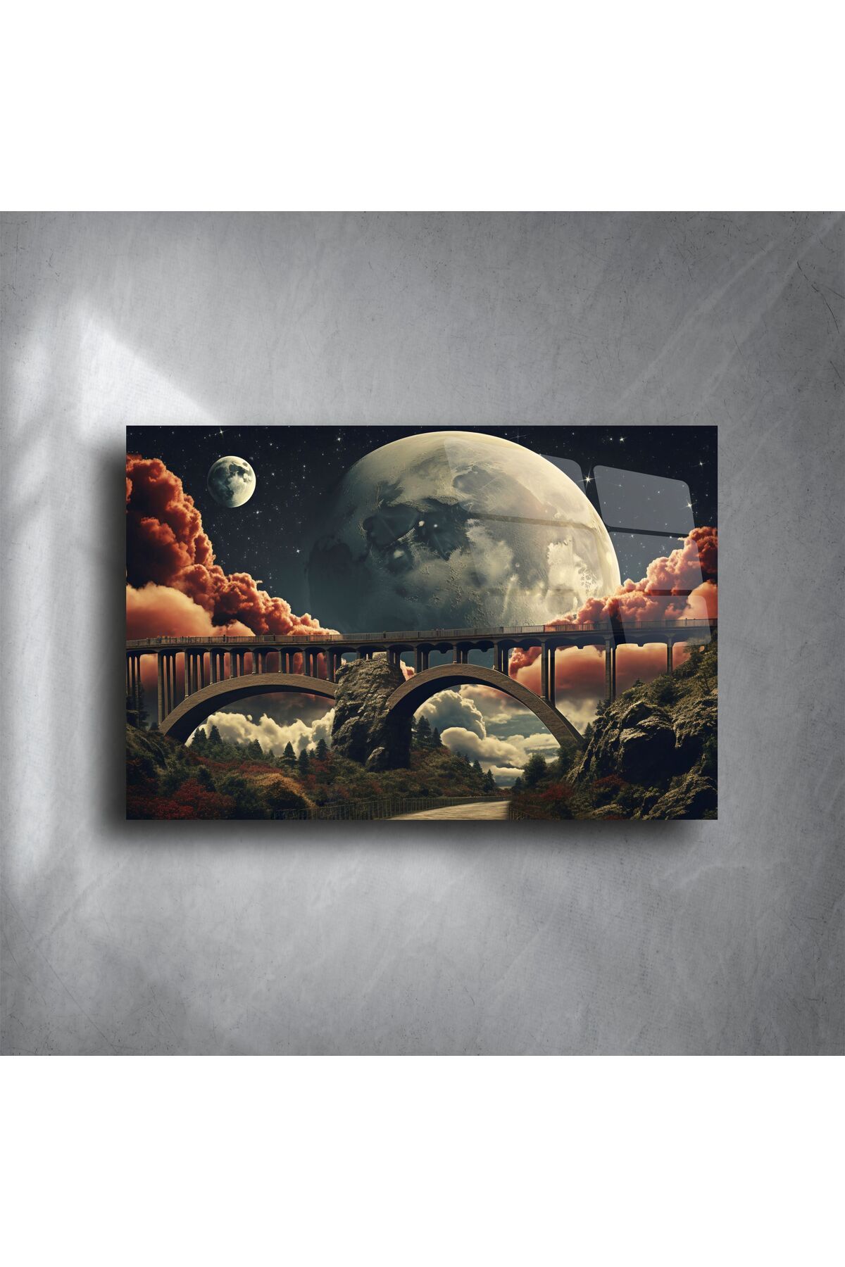 LEYLASER Modern Fantastik Manzara Cam Tablo
