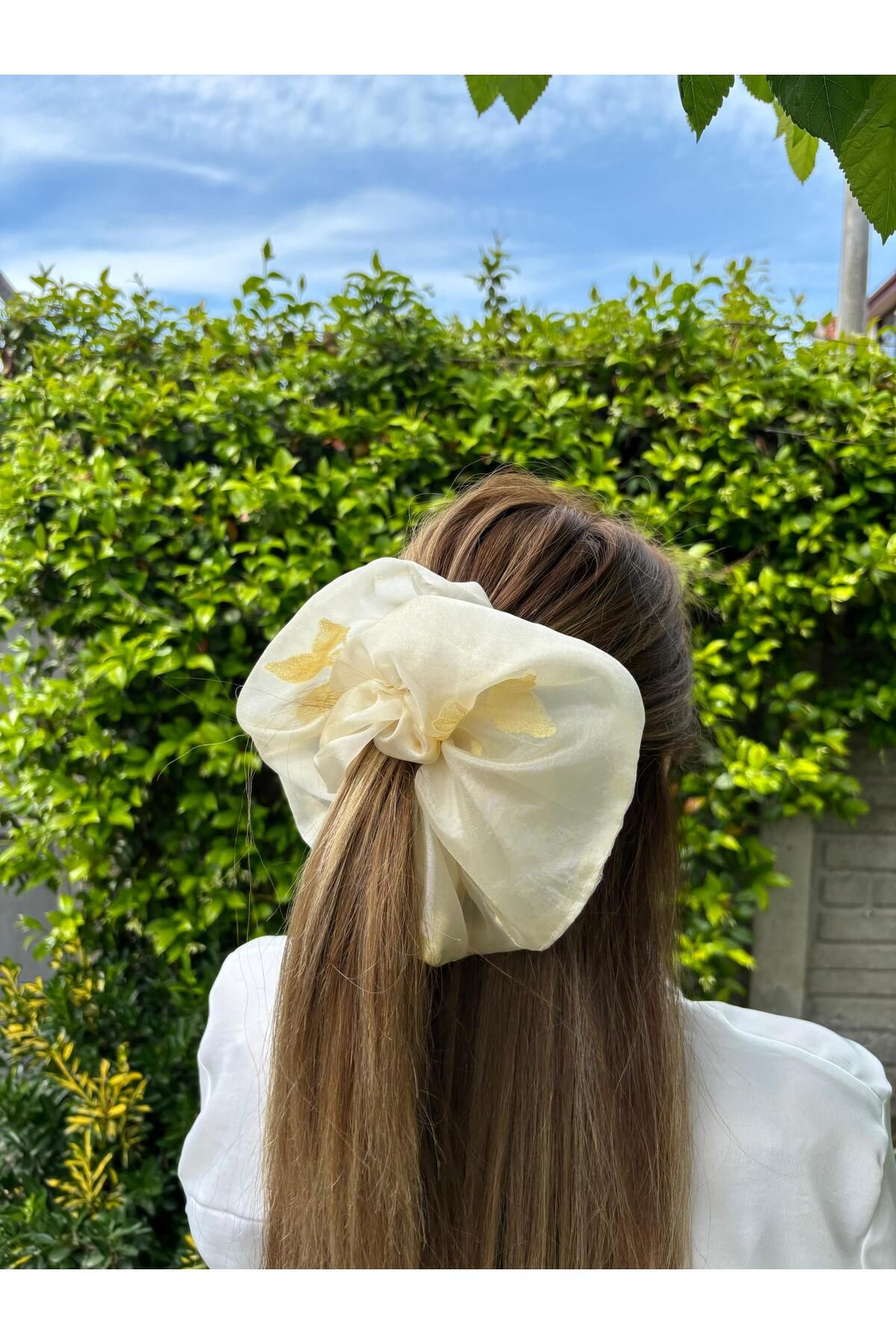 KİKİYS Kadın Desenli Organze XXL Saç Tokası Scrunchie Saç Aksesuarı