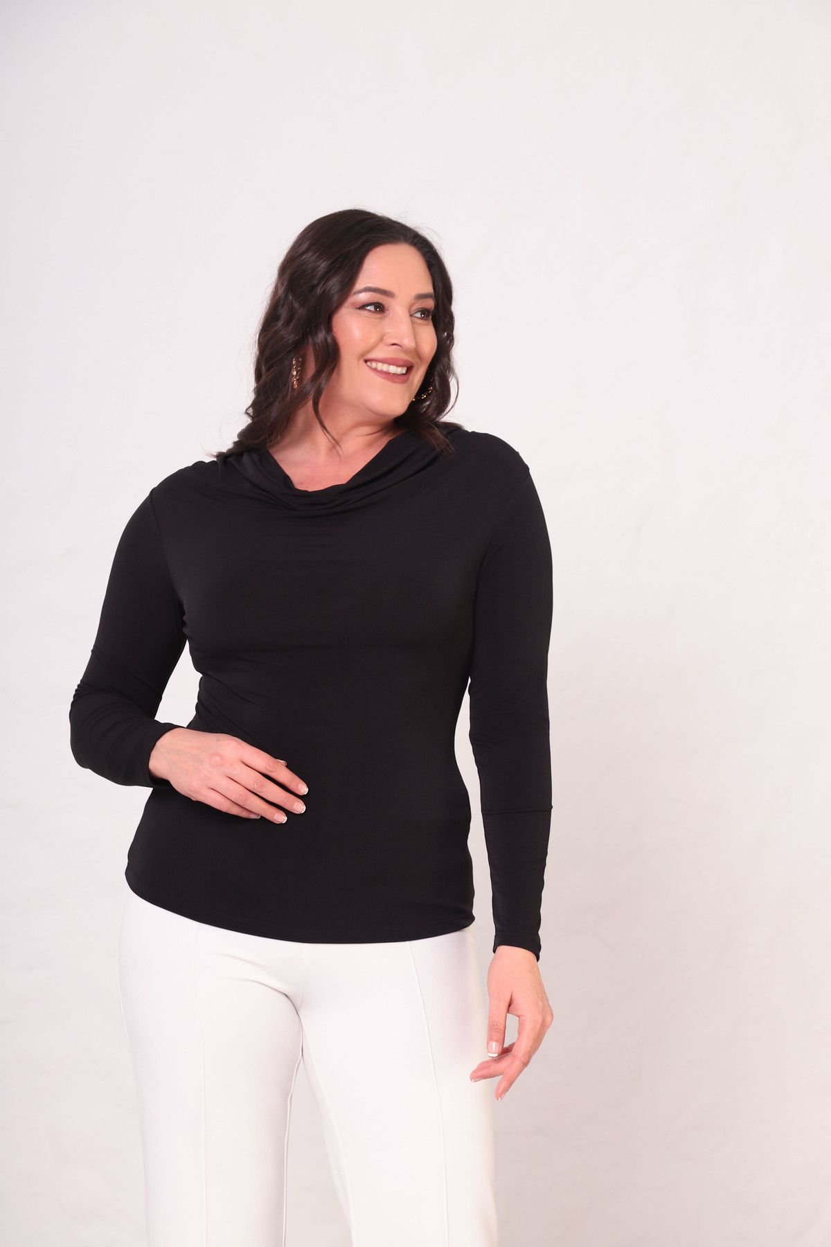Shahiqa Büyük Beden Dökümlü Yakalı Bodycorn Bluz