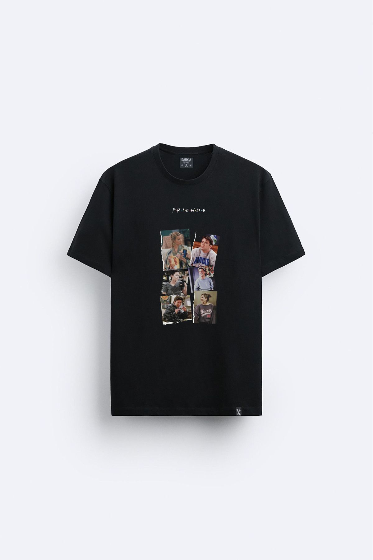 sielta Frineds Dizi Baskılı Bisiklet Yaka Siyah Tişört T-shirt