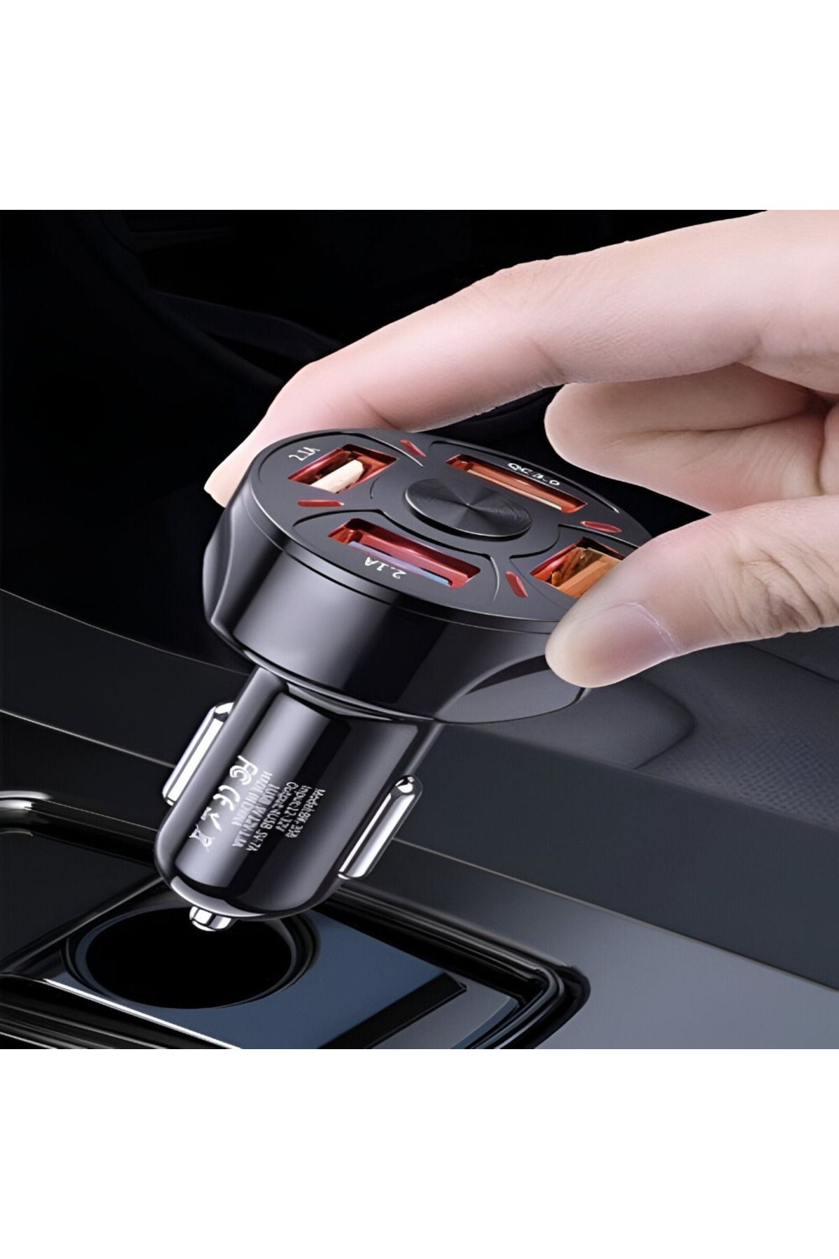 Velixo-Încărcător auto, 4 porturi USB, QC3.0, LED, 12-32V, cu cablu 3 în 1: Micro USB, Lightning, Tip C 3