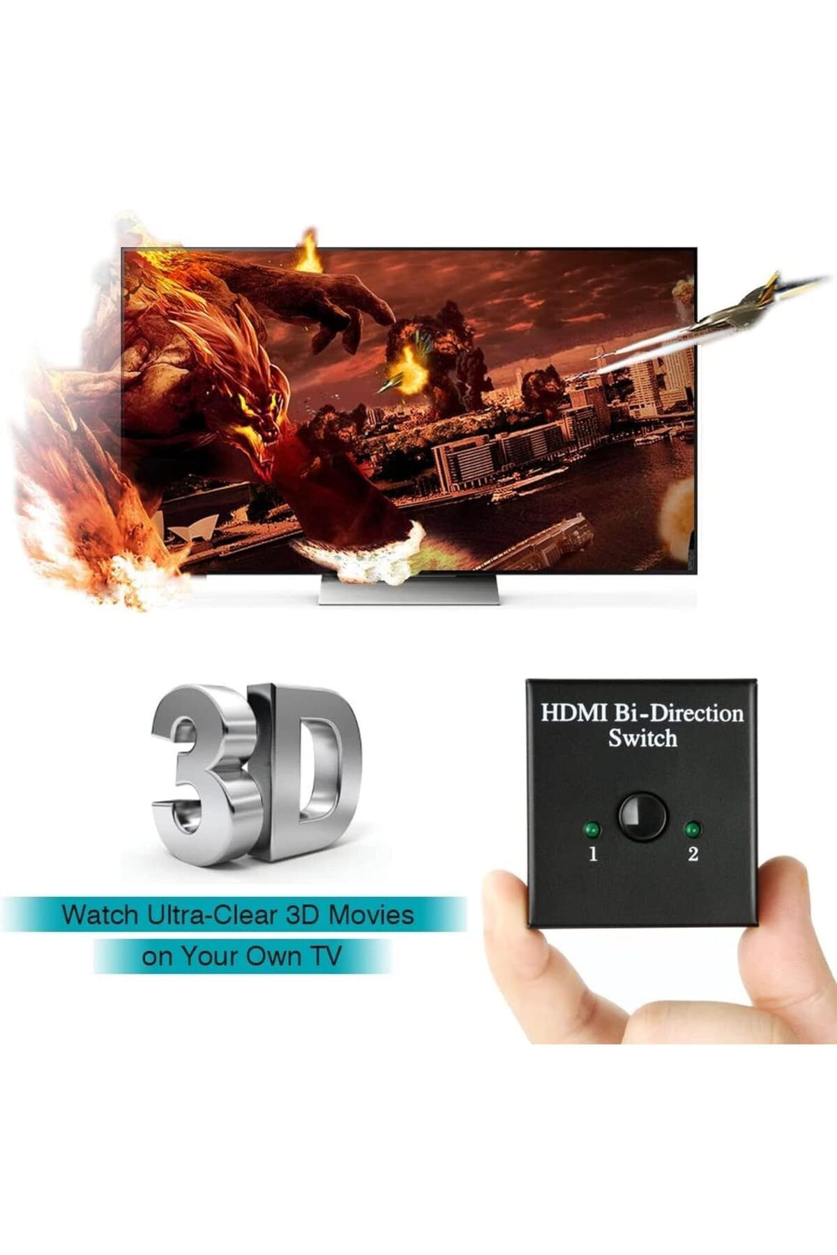 zola-HDMI 2.0 switch, 1 input to 2 outputs, 4K, Full HD, LED, LPCM 8 channels, 1 m, black 6