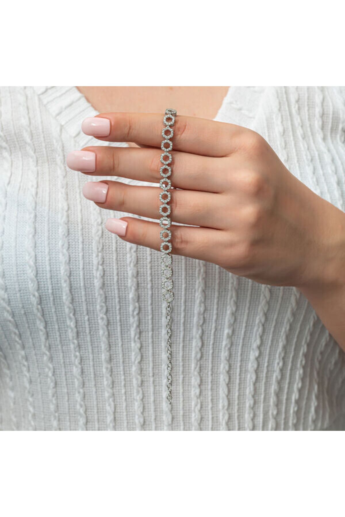 shop Beyaz Taşlı Çember 925 Ayar Gümüş Bileklik