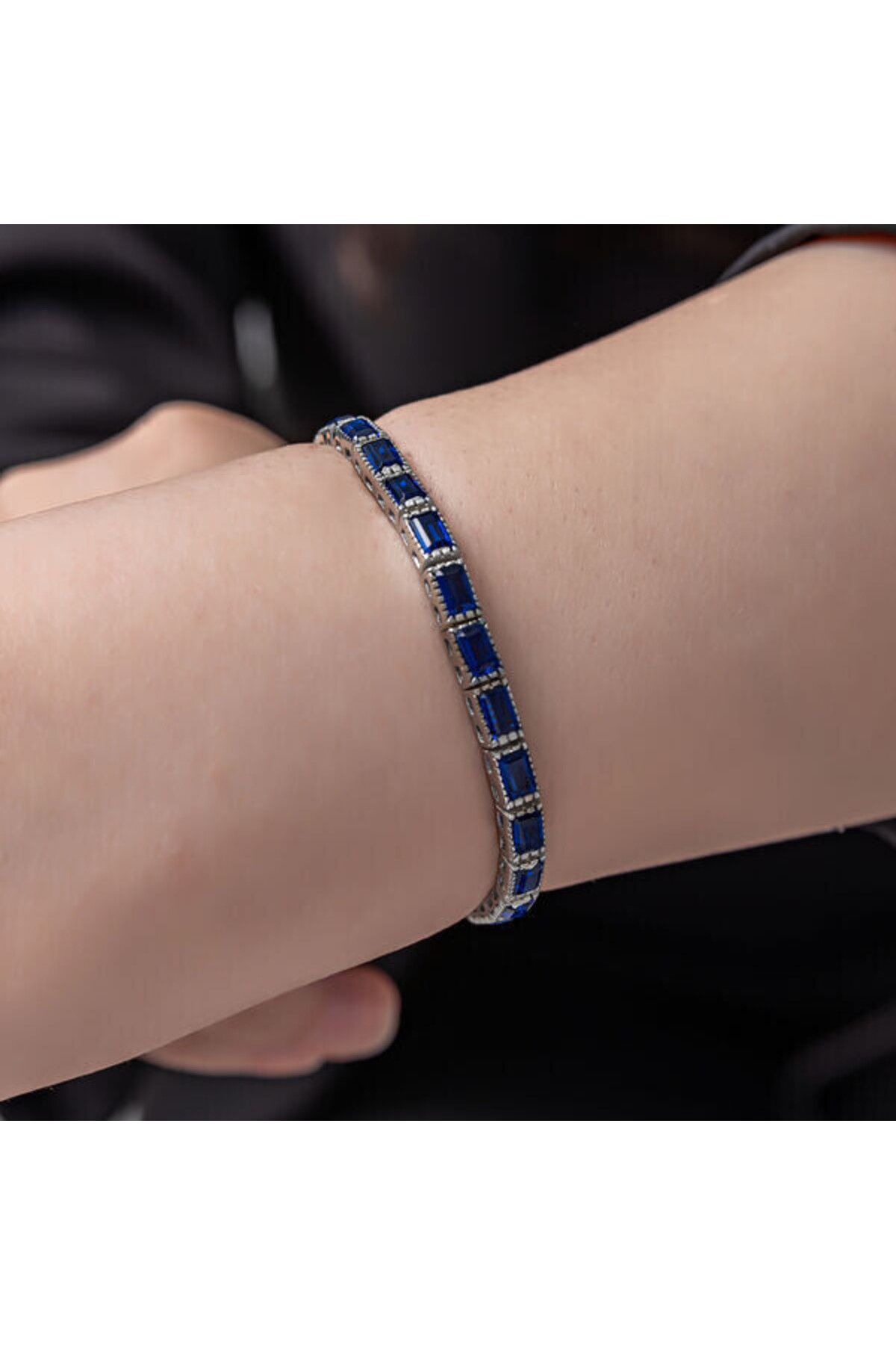 shop Su YoluMavi Zirkon Taşlı 925 Ayar Gümüş Bileklik