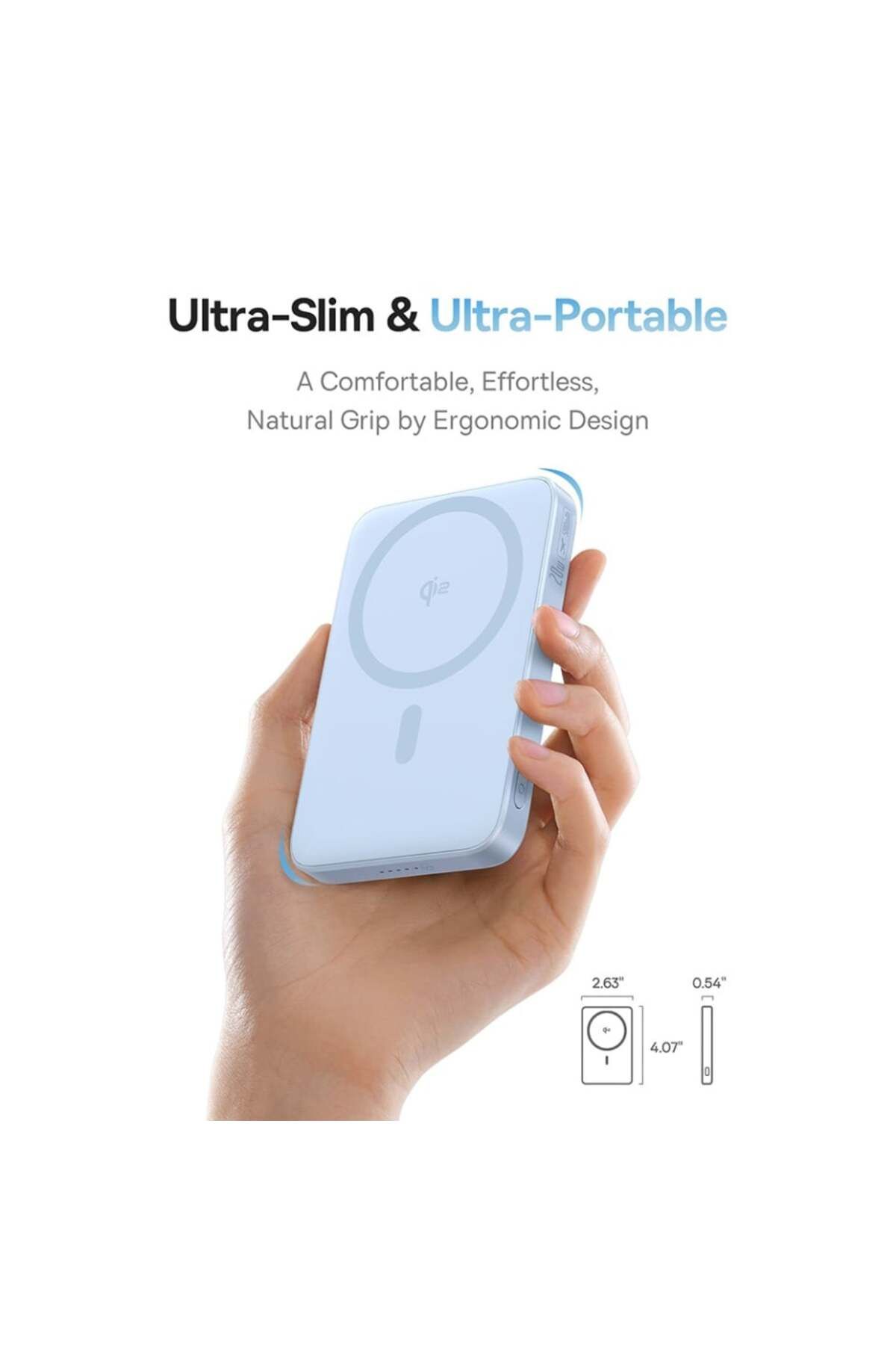 Baseus-Baterie externă, încărcare rapidă, magnetică, tip C, Qi2, 20W, 5000mAh, cablu tip C, PicoGo, albastru 4