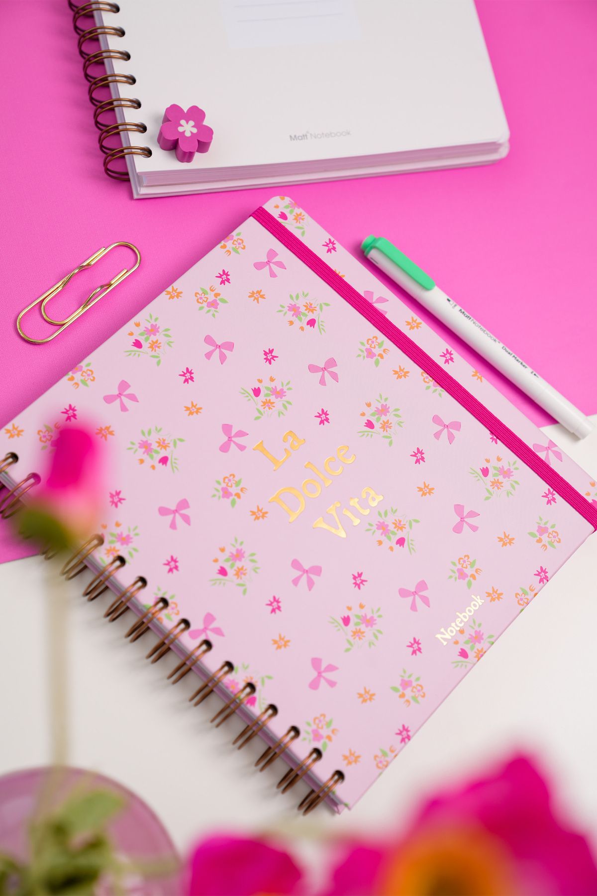 Matt Notebook-19X21 cm Square Elastic Spiral Hard Cover Notepad Lined 3