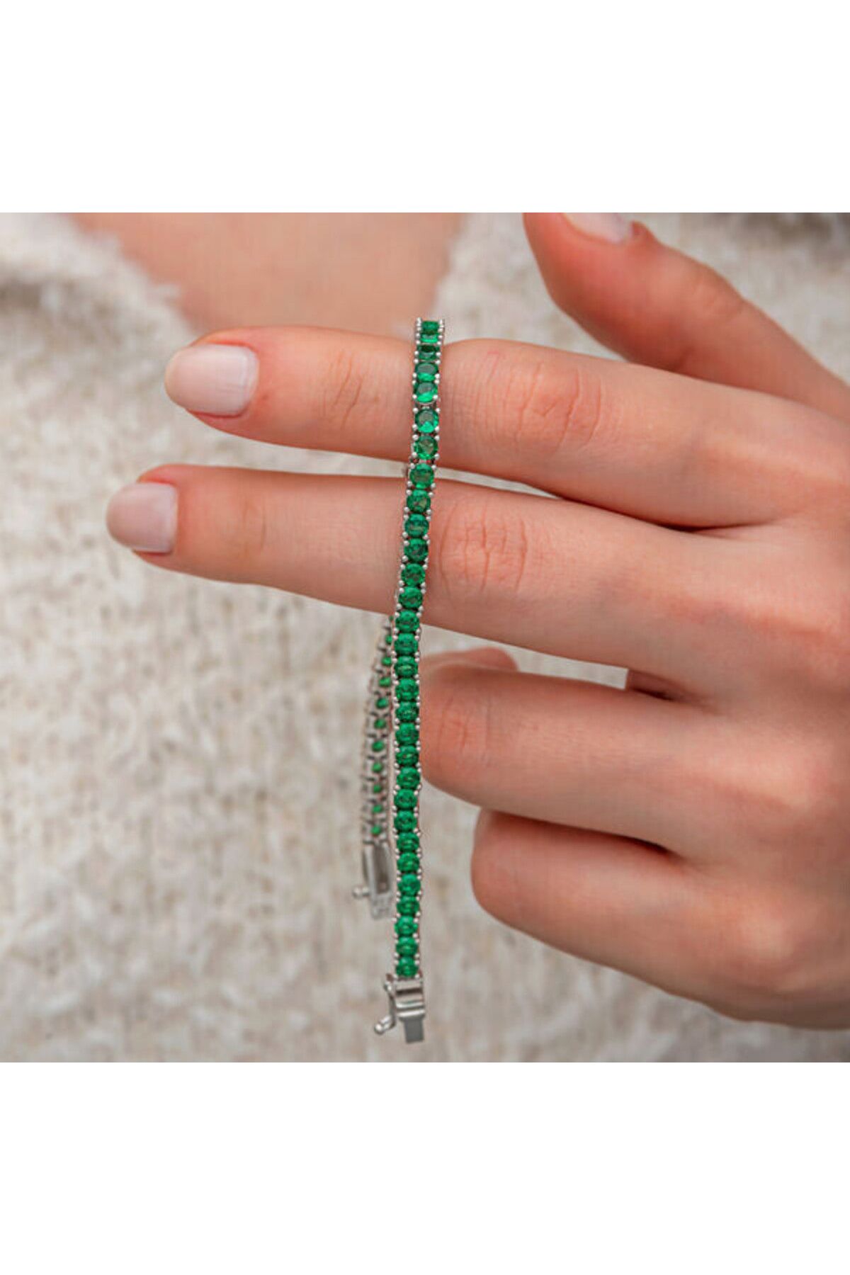 shop Su Yolu Yeşil Zirkon Taşlı 925 Ayar Gümüş Bileklik