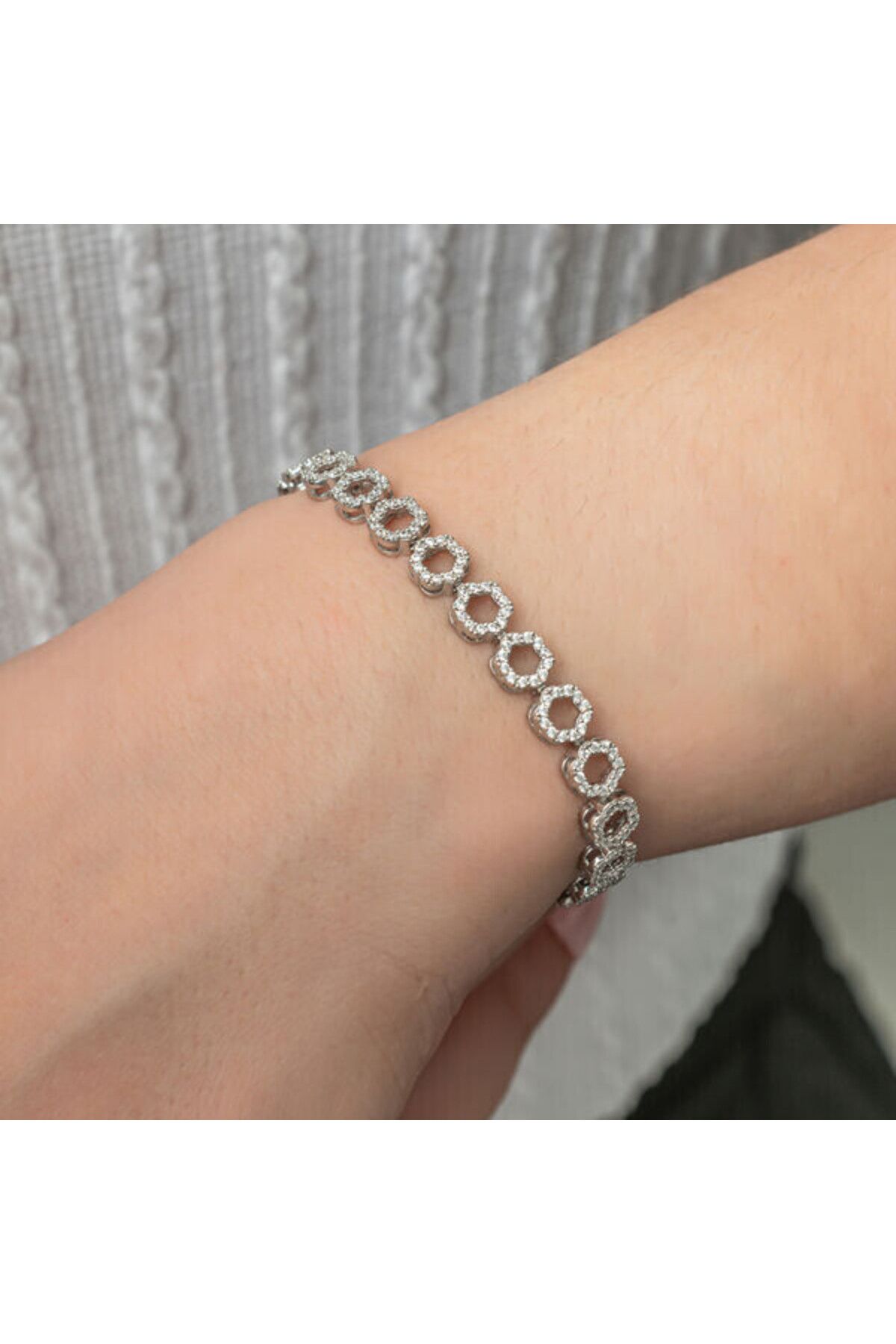 shop Beyaz Taşlı Çember 925 Ayar Gümüş Bileklik