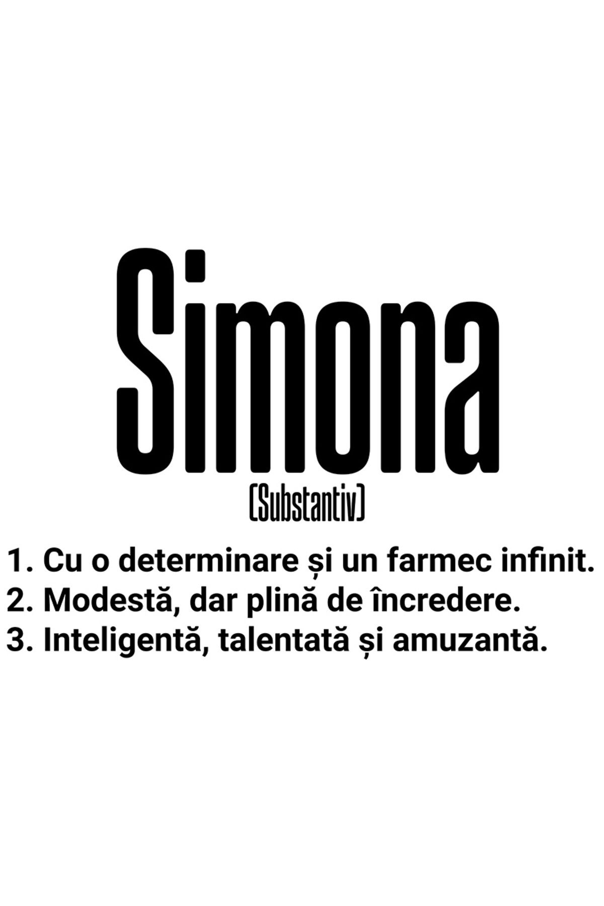 StoryGift Romania Sticker Eticheta 40cm Cu Numele Simona, Si Mesaj Motivational, Determinare, Modesta, Inteligen - One Size