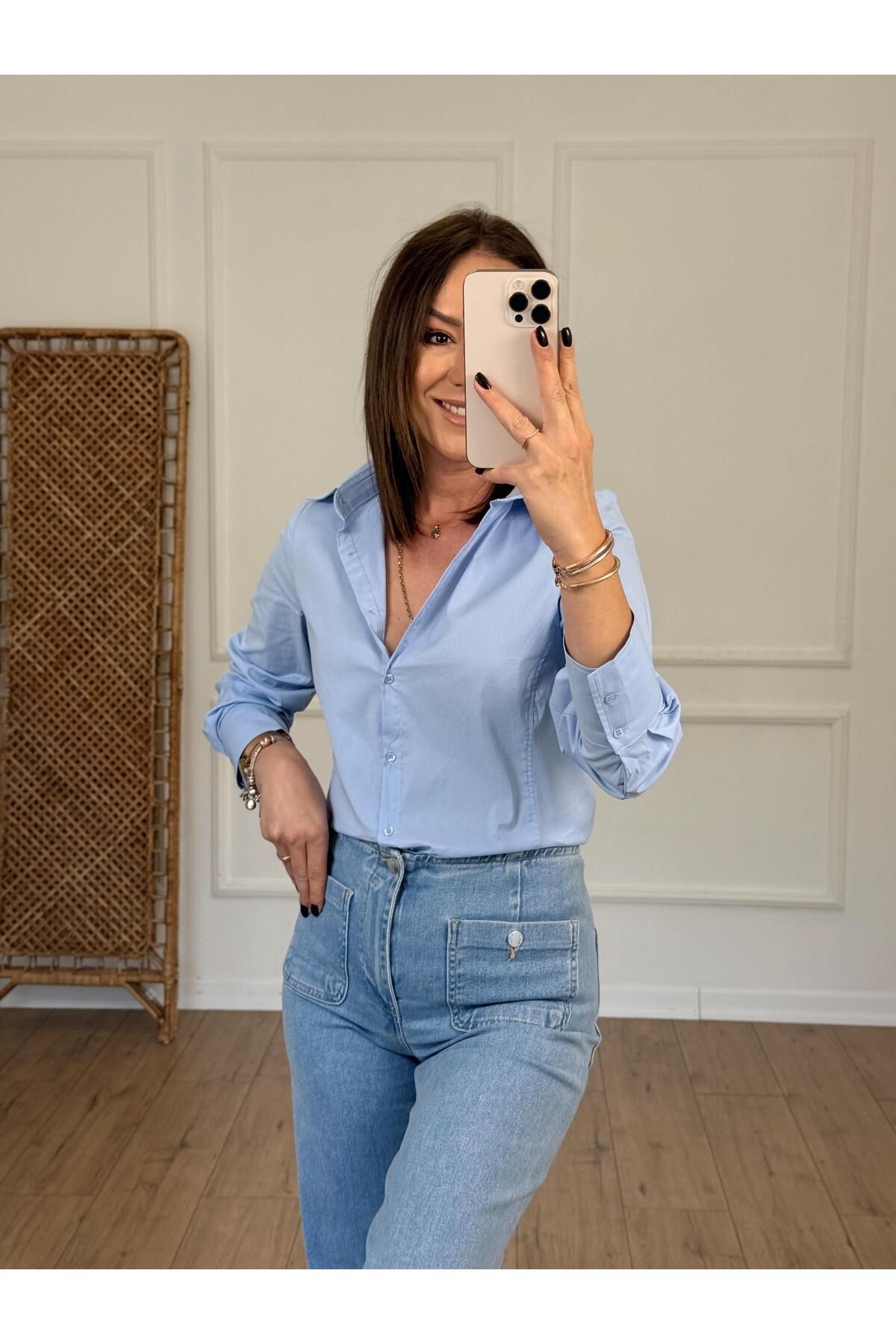 X-Young Regular Fit Likralı Gömlek MAVİ