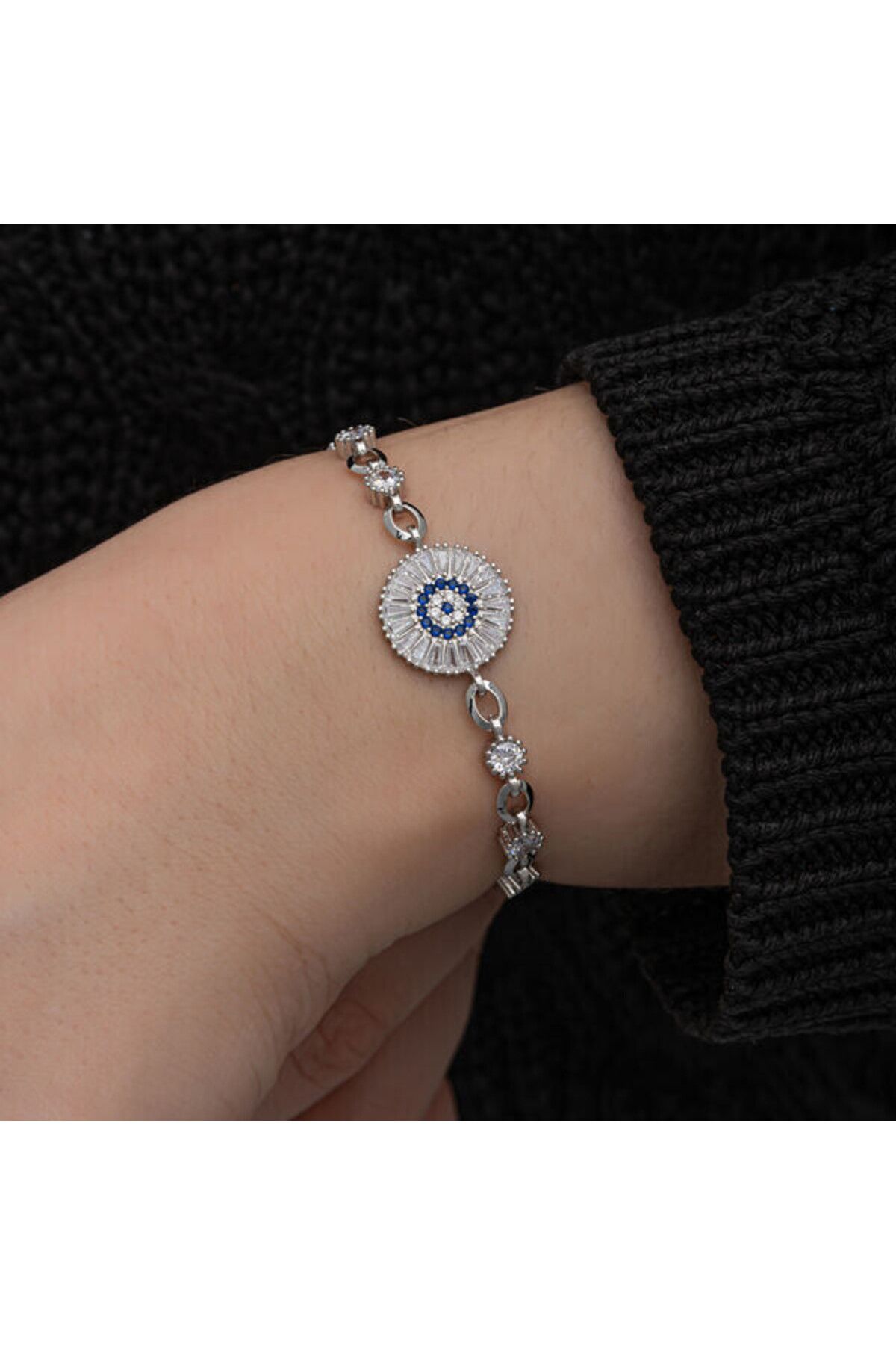 shop Baget Nazarlı Zirkon Taş 925 Ayar Gümüş