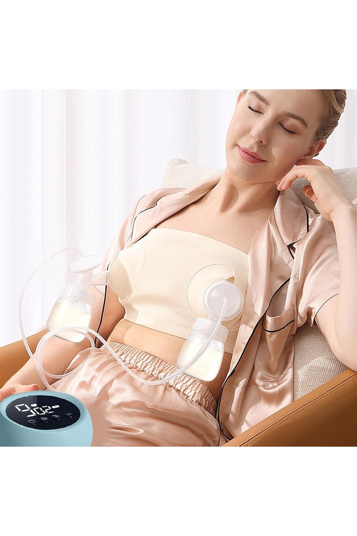 Flippy-Pompa Electrică 2 în 1, 2 Sticle 180 ml, USB-C, 1200mAh, 2 Moduri, Albastru Transparent 3