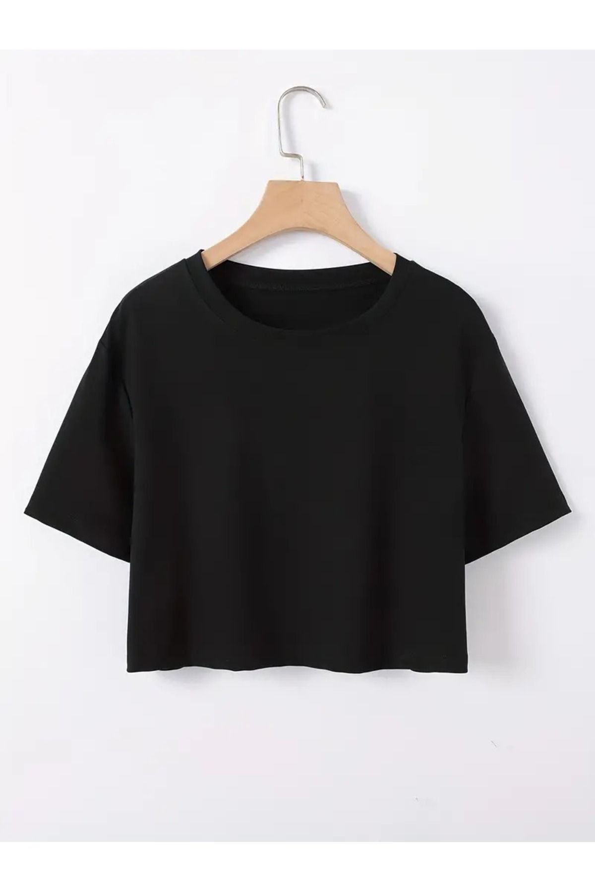 ALİKA Oversize Siyah Crop T-shirt