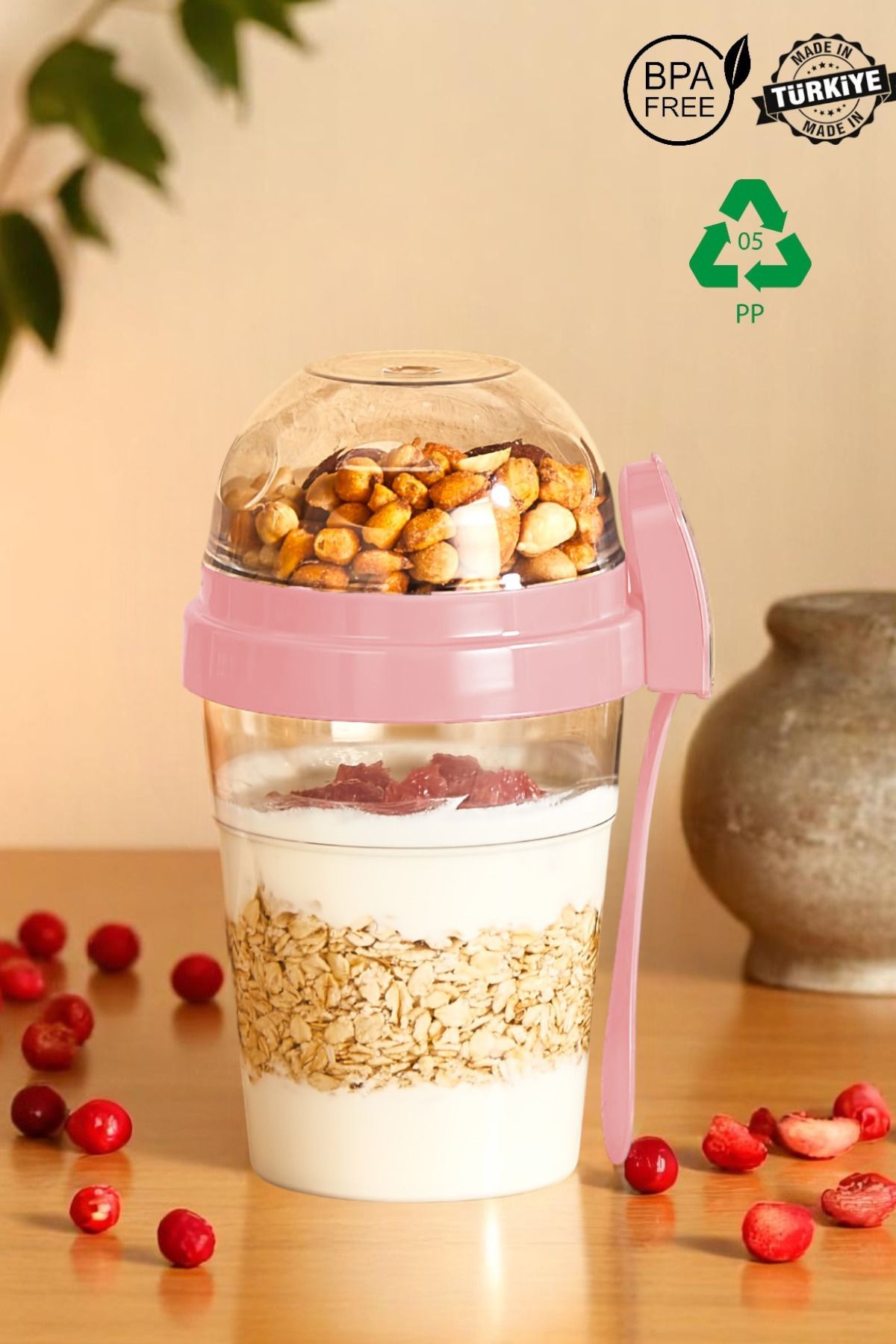 MUF HOME Hazneli Kaşık Ve Çatallı Diyet Kabı-Yoğurt Kabı-Pratik Salata Kabı Pratik Atıştırmalık Kabı