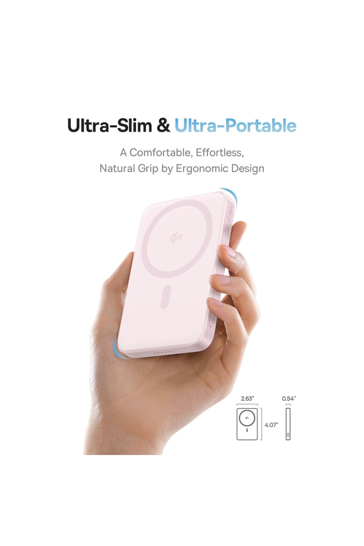 Baseus-Baterie externă, încărcare rapidă, magnetică, tip C, Qi2, 20W, 5000mAh, cablu tip C, PicoGo, roz 5